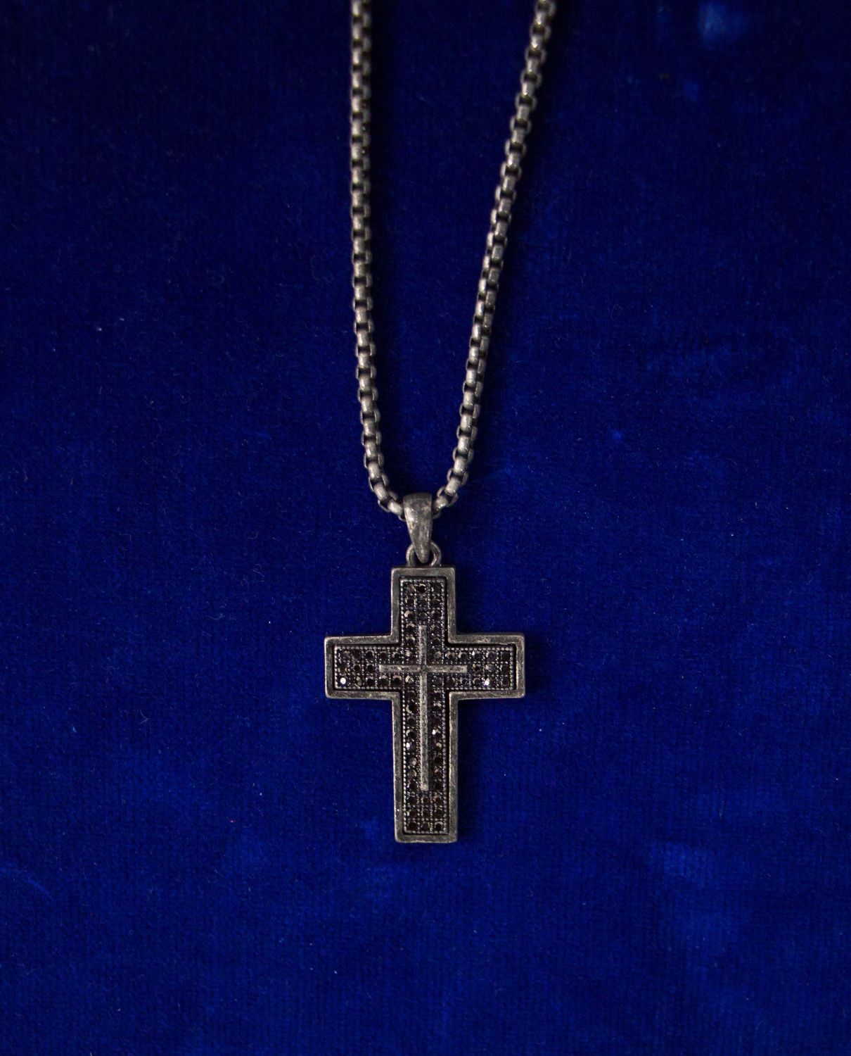 Bold Gunmetal Cross in a Cross w/ Hem Stones