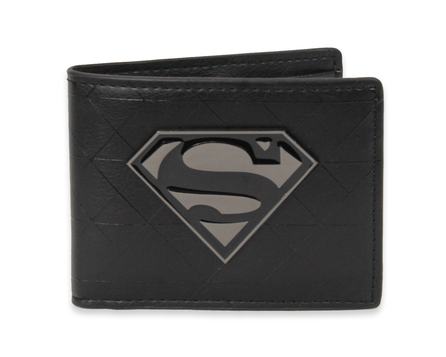SUPERMAN - Black Metal Logo Badge Bi-Fold Wallet