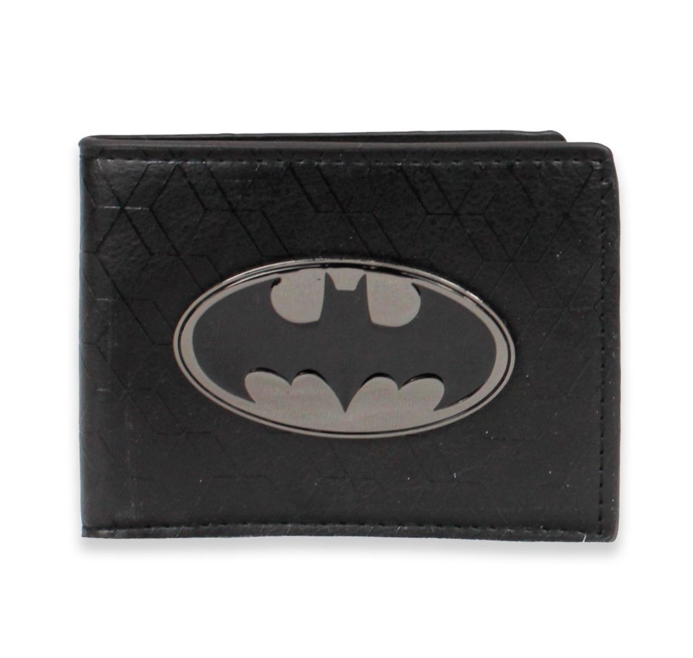 BATMAN - Black on Black Logo Metal Badge Bi-Fold Wallet