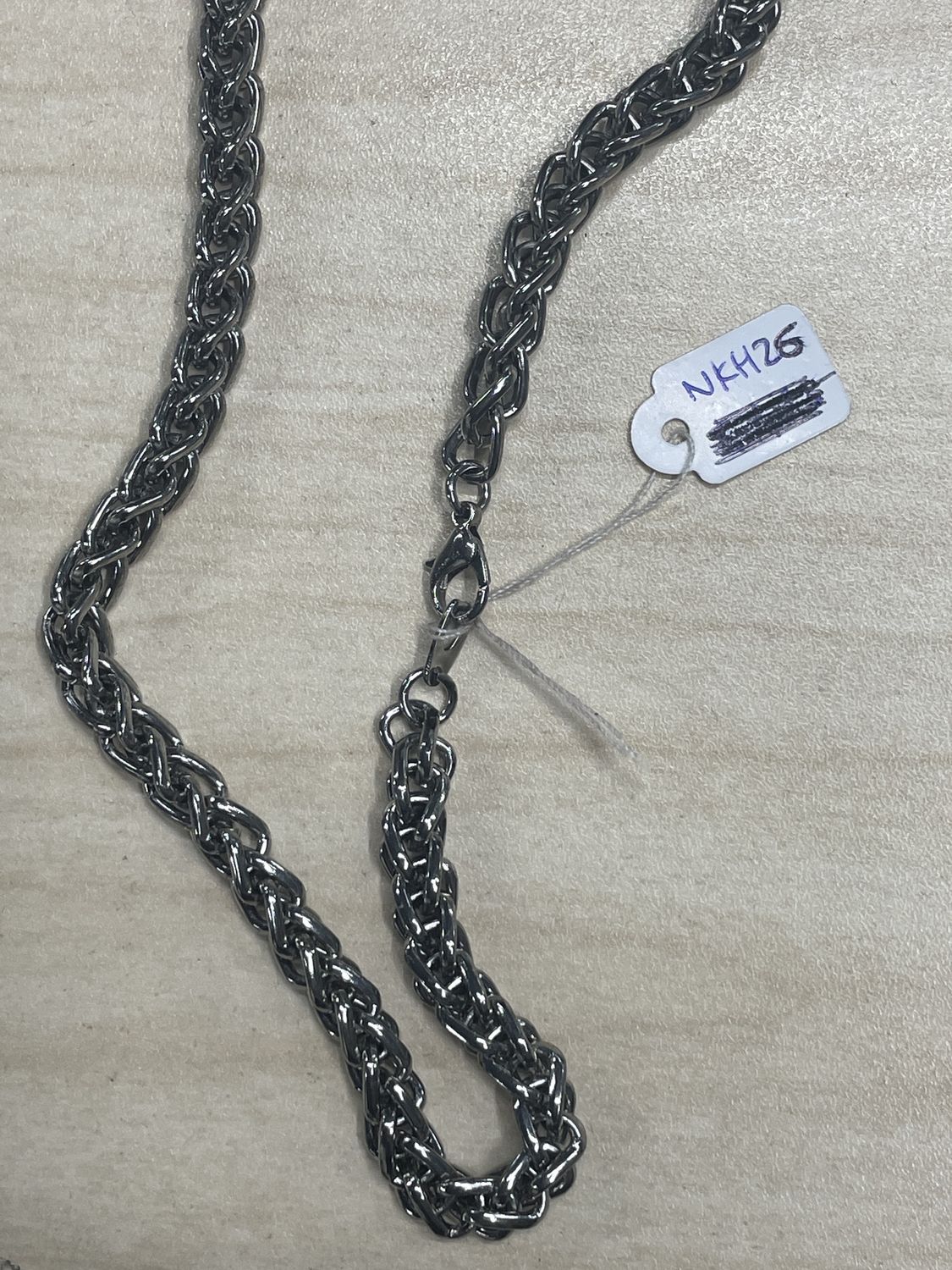 Braided Antique Silver Chain Necklace