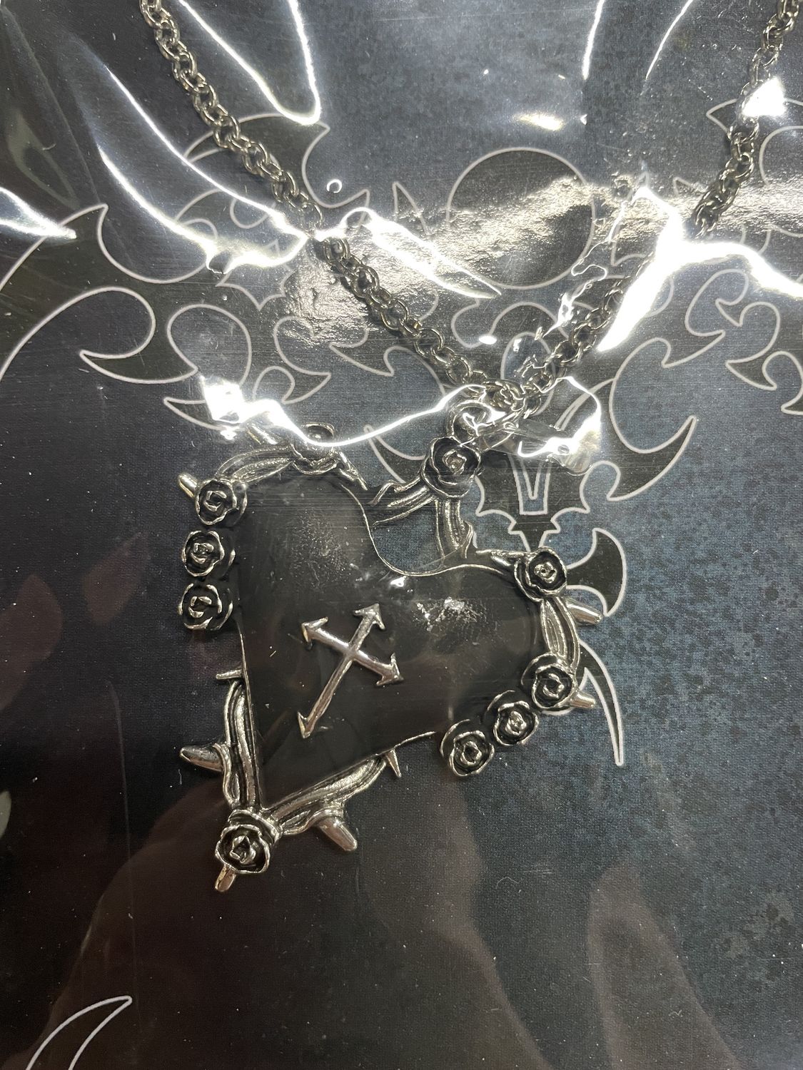 Black Heart Pendant w/ Cross