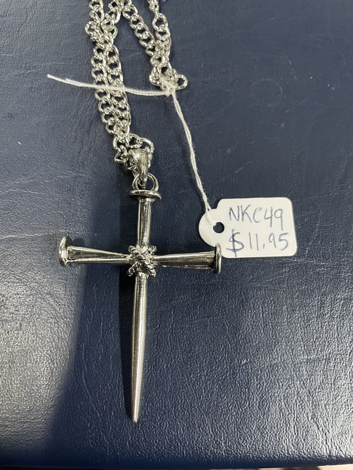 Large Silver Nails Cross Necklace