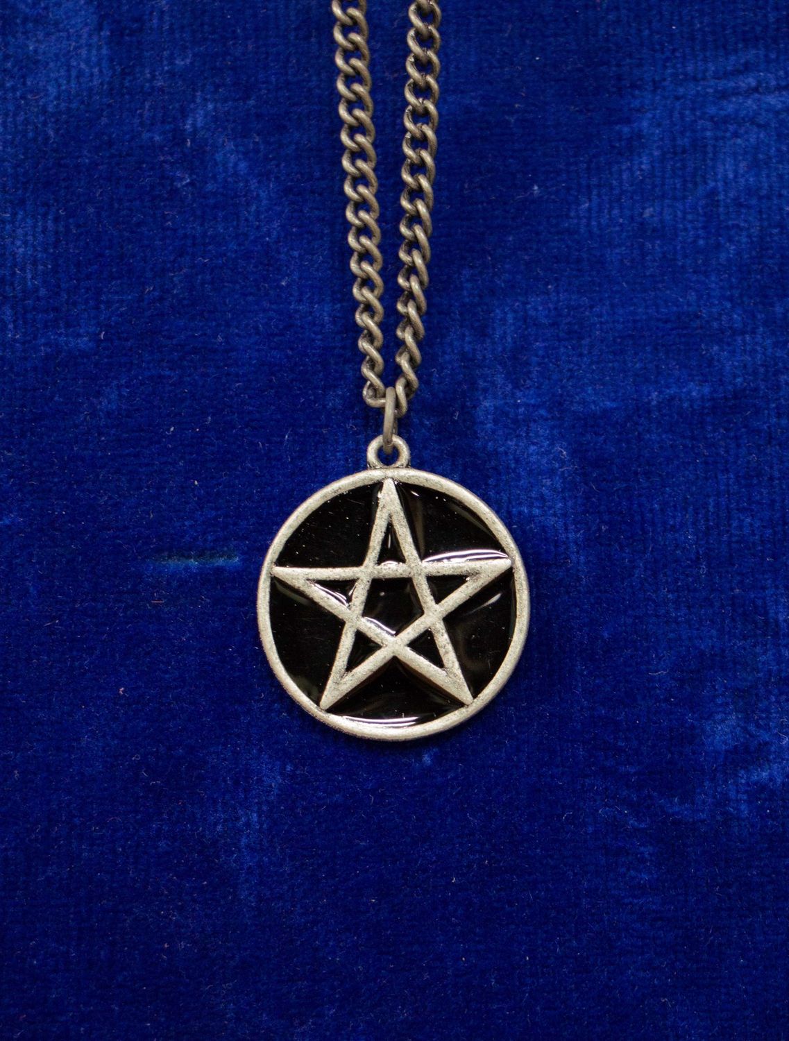 Black Circle w/ Silver Pentagram Necklace