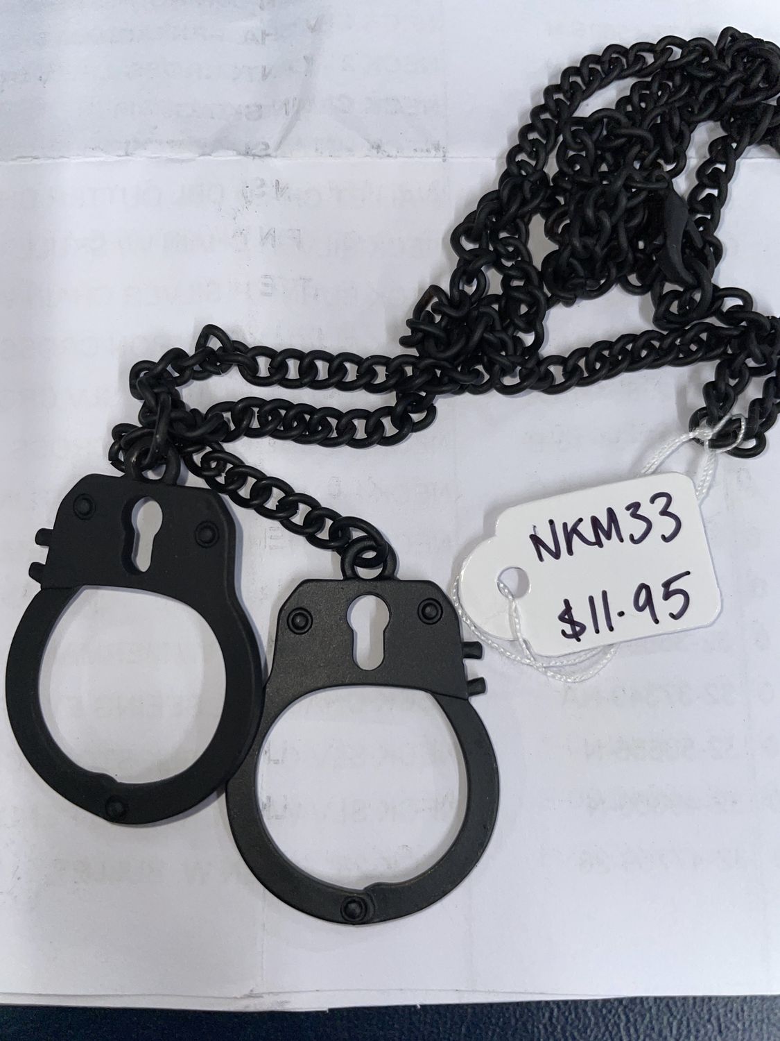 Matte Blk Large Handcuffs Necklace