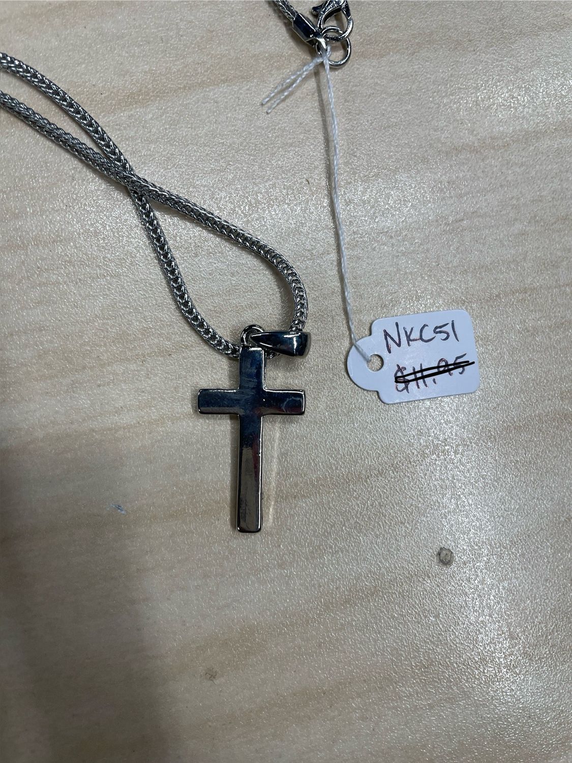 Snake Chain Flat Cross Necklace