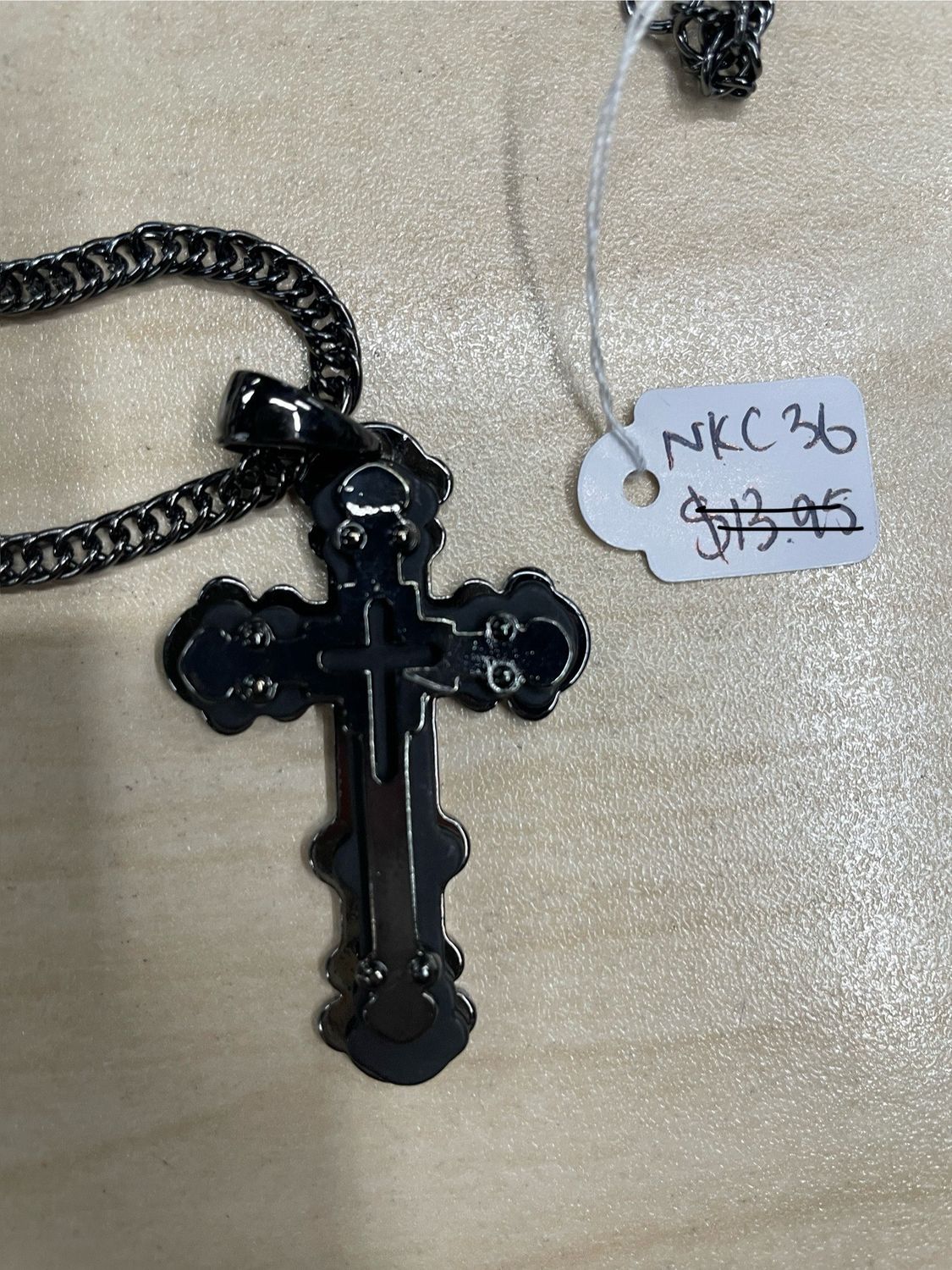 Hematite Cross w/ 3 Layers Geometric Necklace