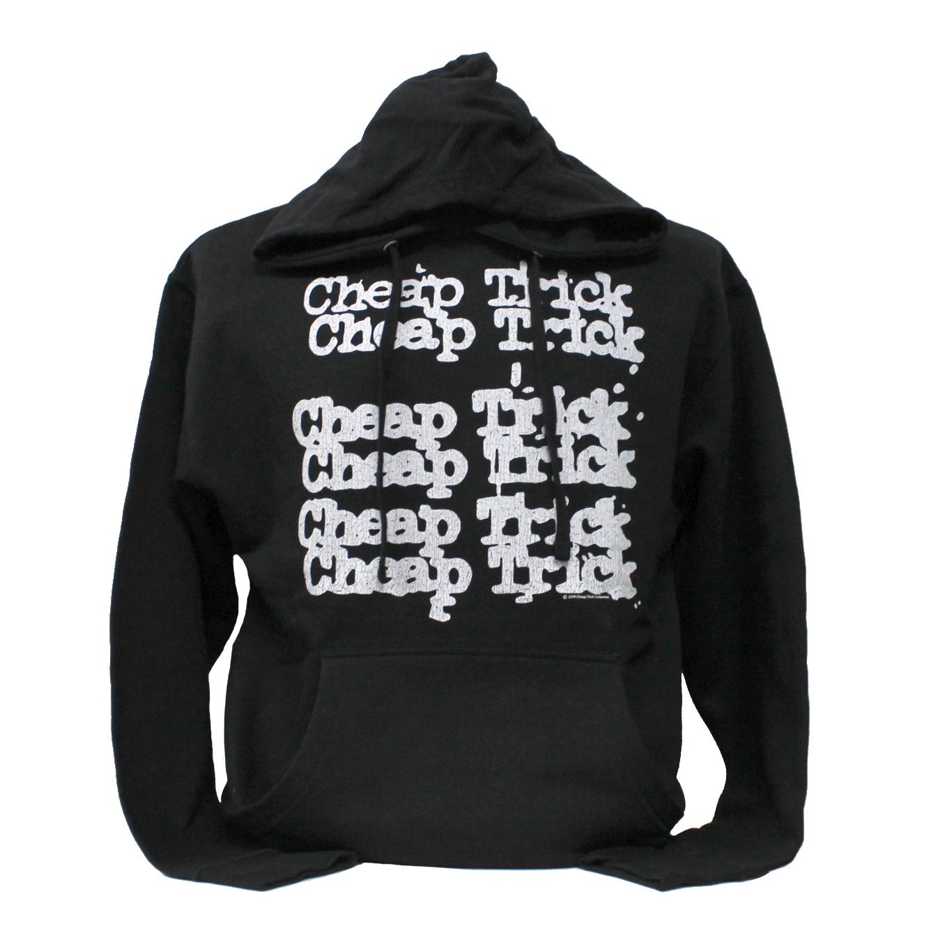 Cheap Trick Stamp Repeat Distressed Pullover Hoodie - Black