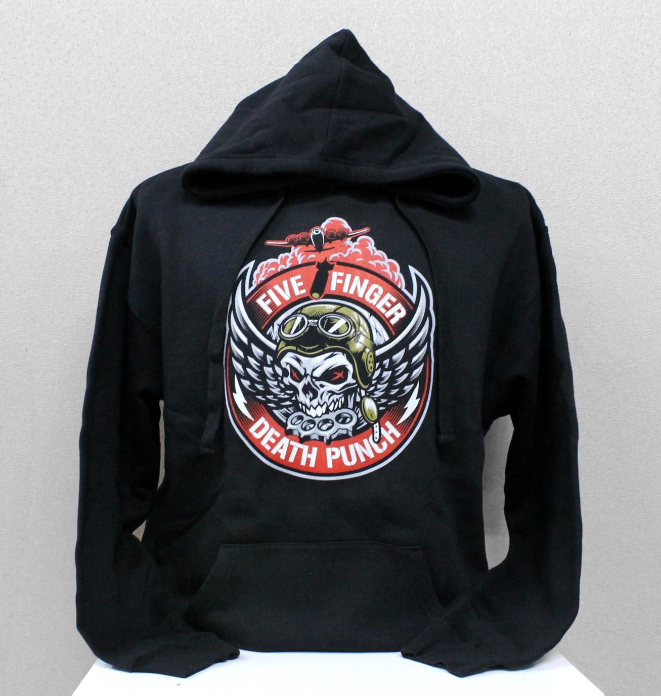 Five Finger Death Punch Winged Helmet Skull Pullover Hoodie-Black