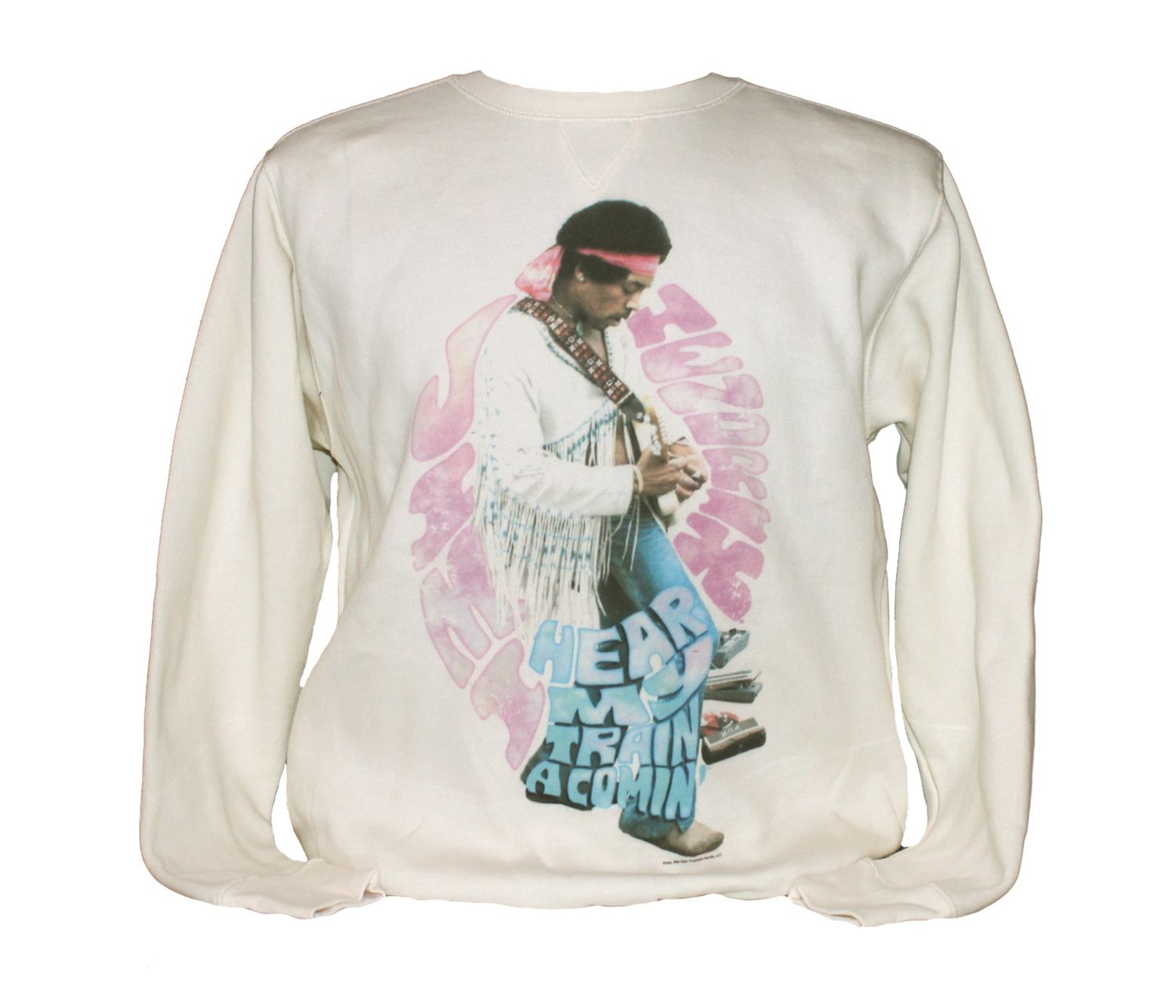 Jimi Hendrix Train Pullover Crewneck Sweater - Natural