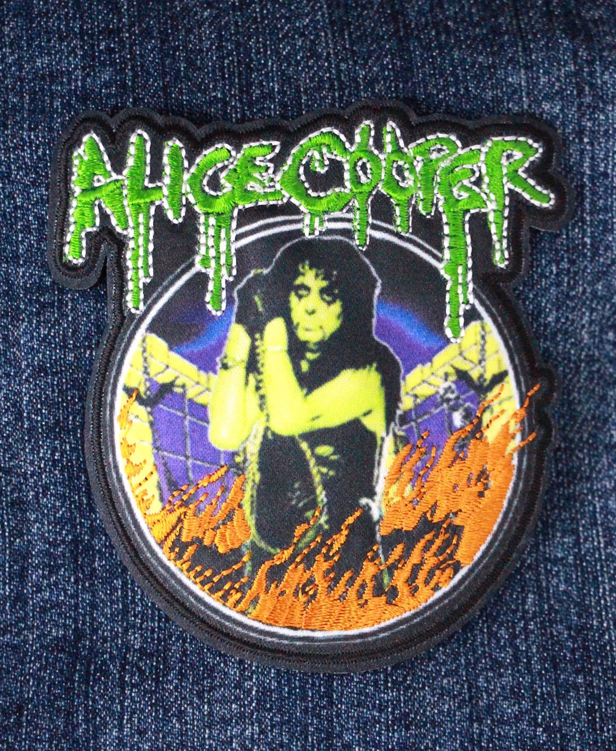 Alice Cooper In Flames Iron-On Patch