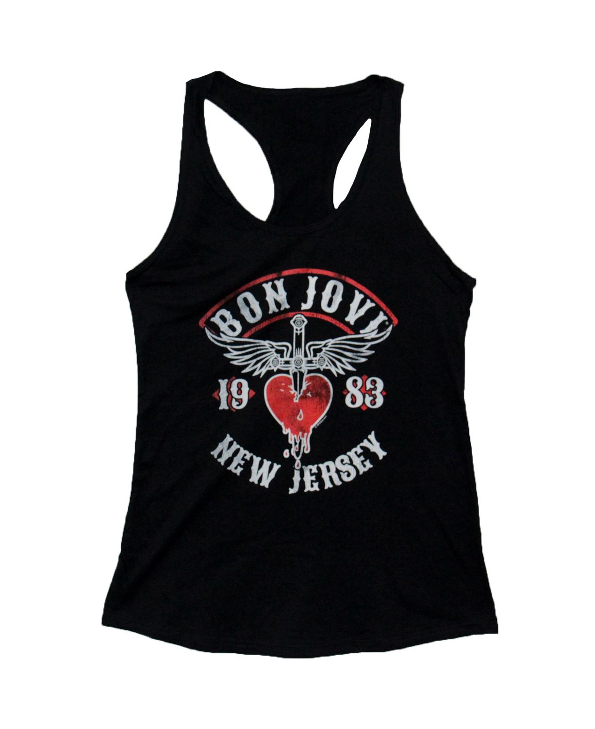 Bon Jovi - New Jersey 83' Ladies Racerback Tank - BLK