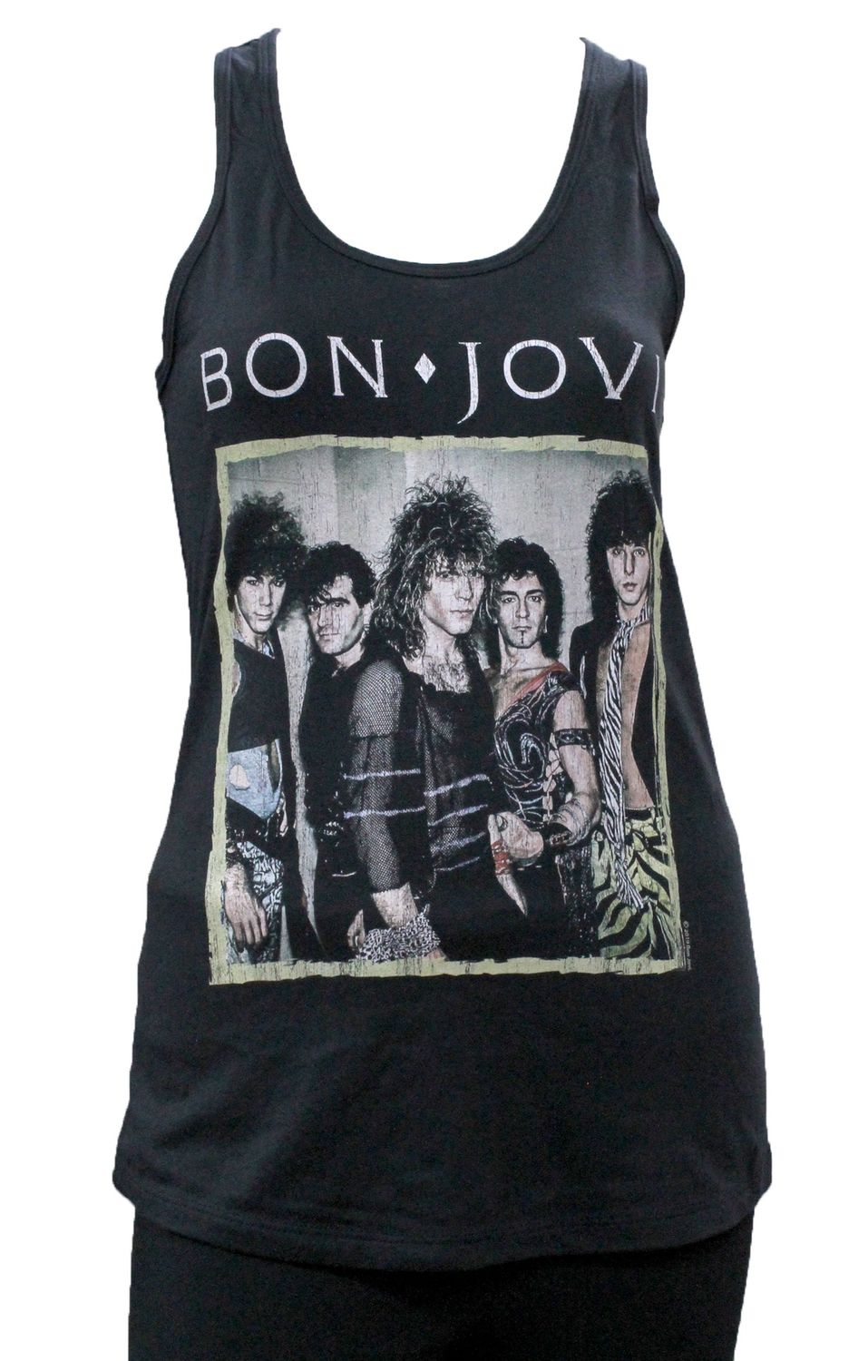 Bon Jovi Retro Frame Womens Racerback - Black