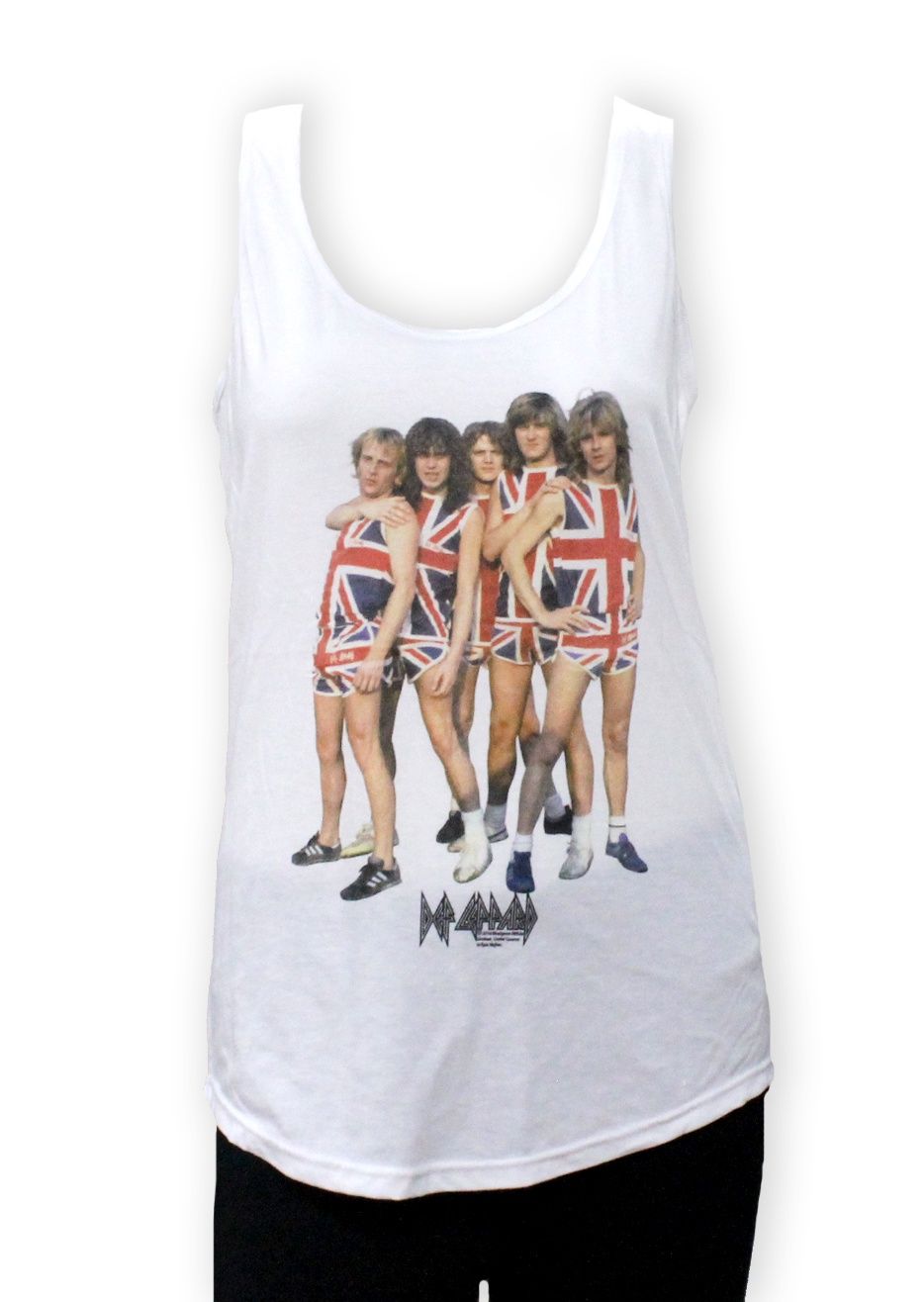 Def Leppard Short Shorts Womens Tank - White