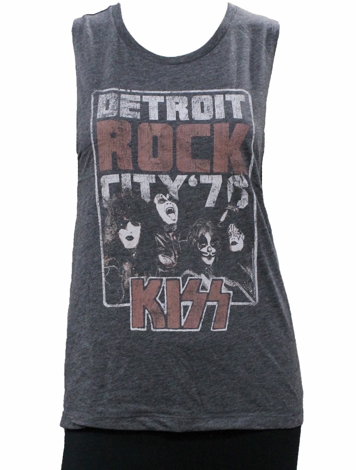 Kiss Detroit Rock City Womens Muscle Tank - Charcoal Heather