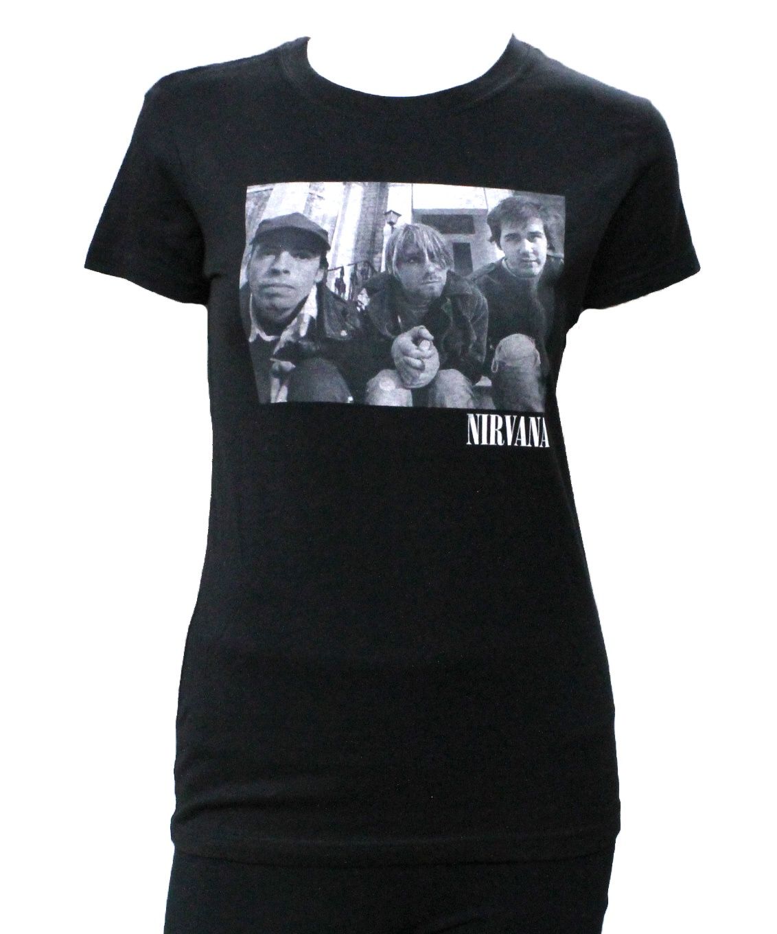 Nirvana Greyscale Band Photo Women's-Black