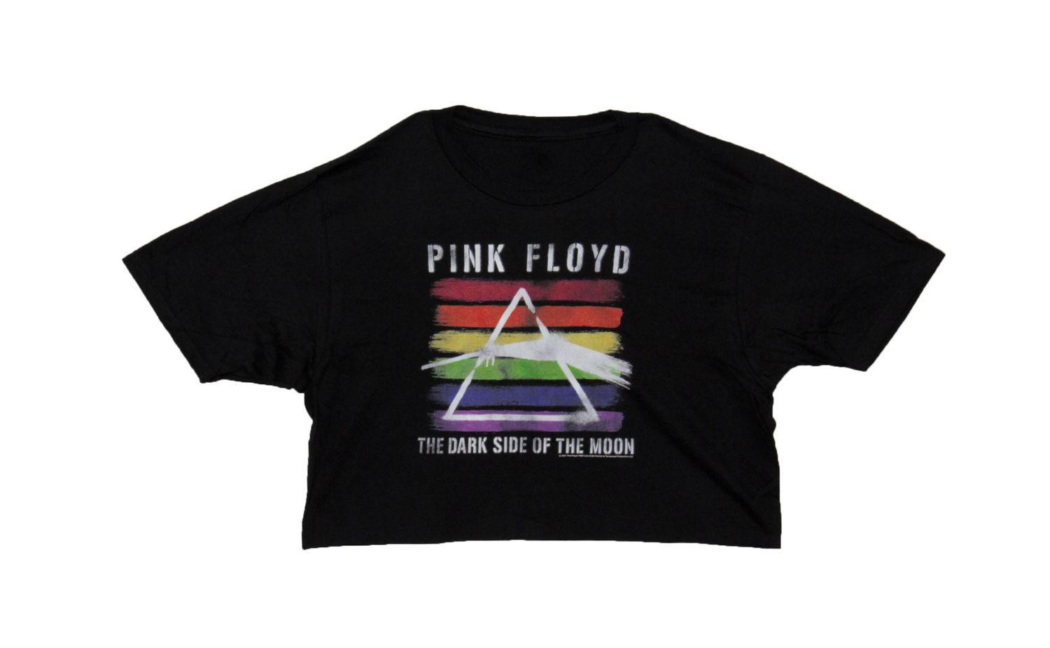 Pink Floyd - Rainbow Stripes Ladies Festival Cali Crop - BLK