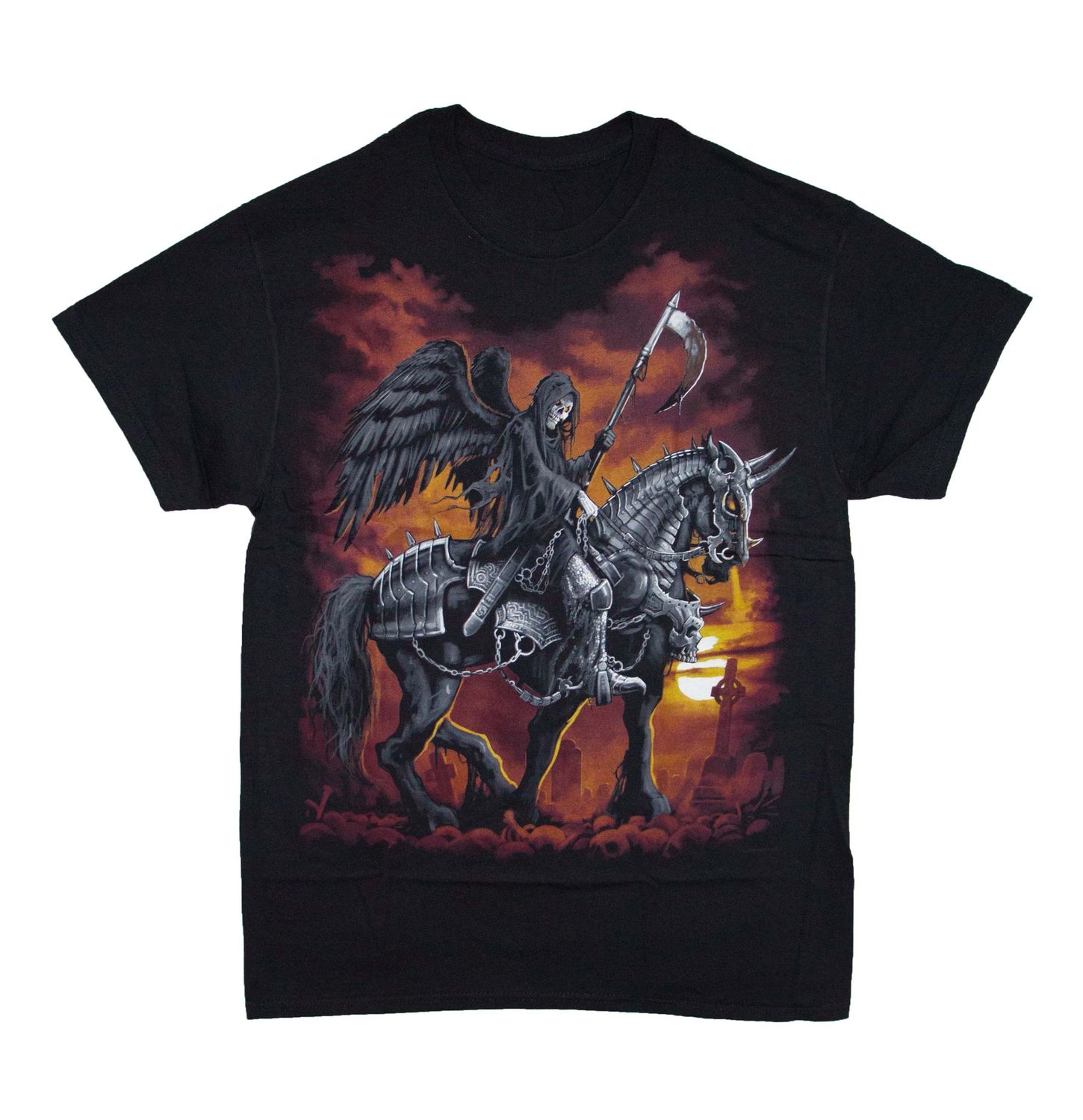 Fantasy - Reaper on a Horse, Orange Background - BLK