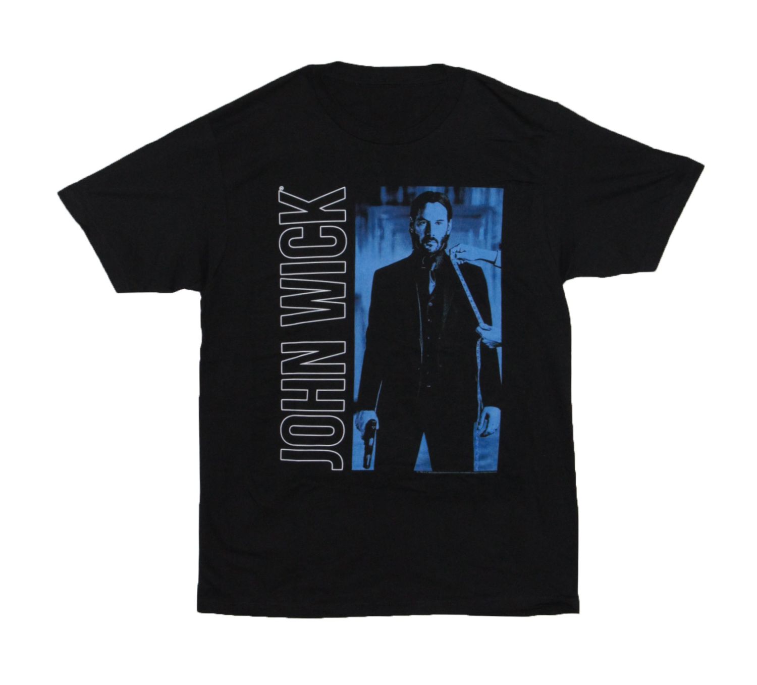 John Wick - Vertical Text Blue Photo - BLK