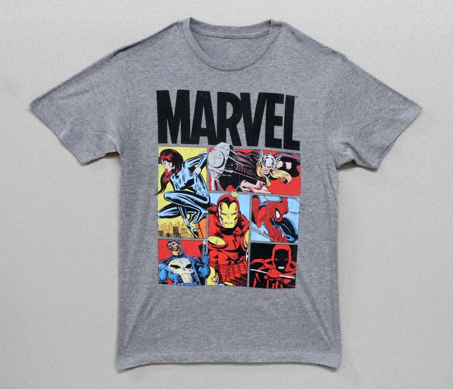 Marvel Heroes Comic Strip - Light Heather Grey