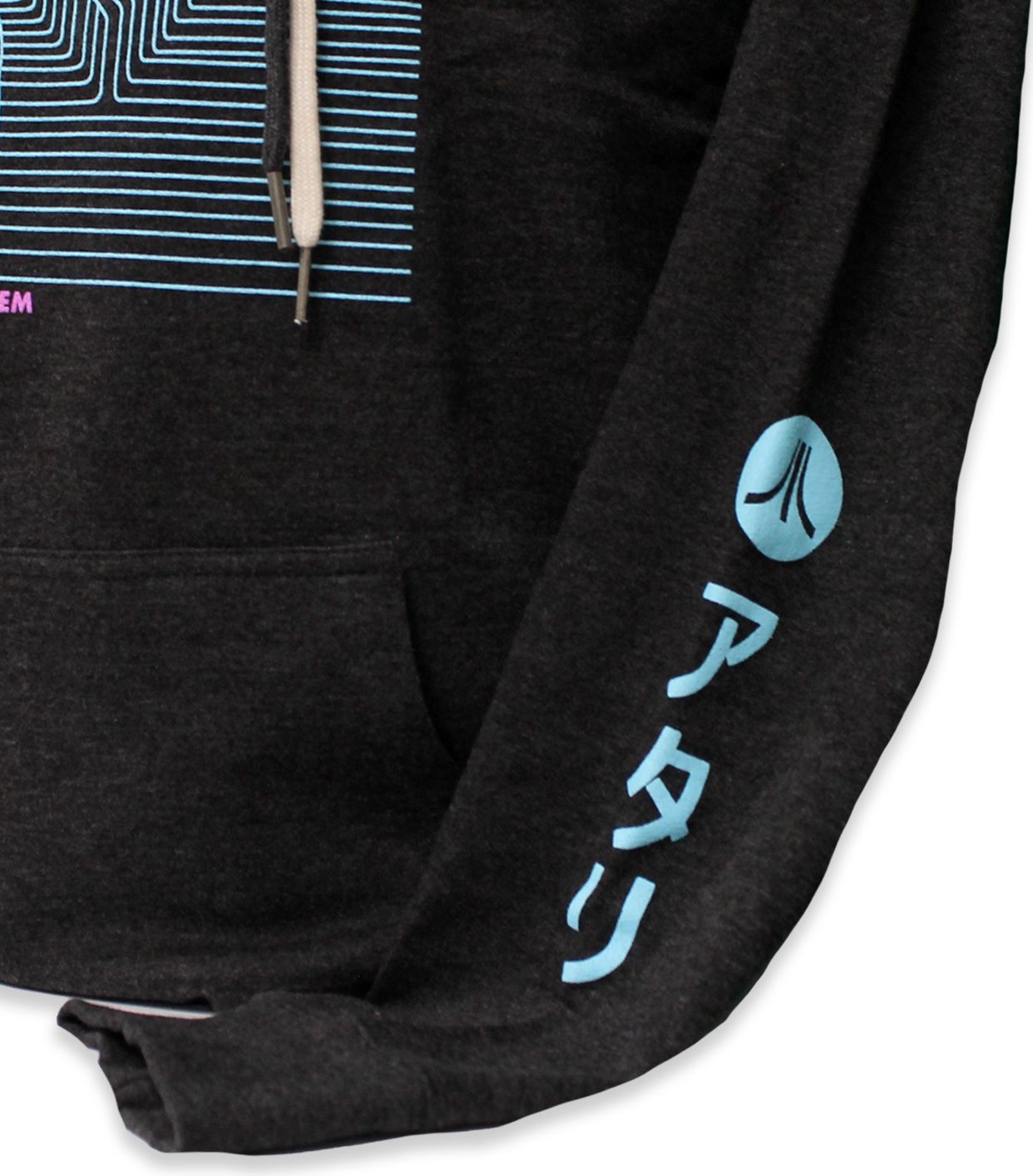 Atari 2600 Vaporwave Line Art Pullover Hoodie - Charcoal Heather
