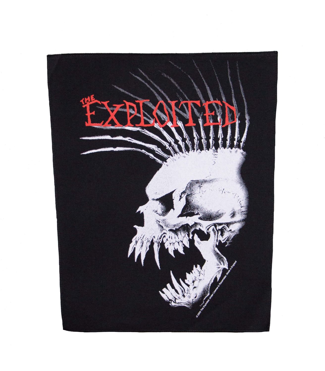 Exploited Skull Red Text Backpatch.
