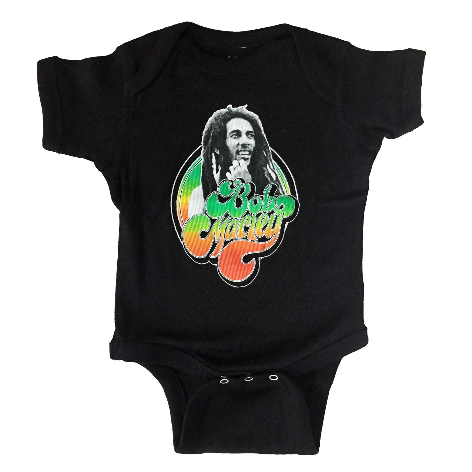 Bob Marley Photo Emblem Onesie - Black