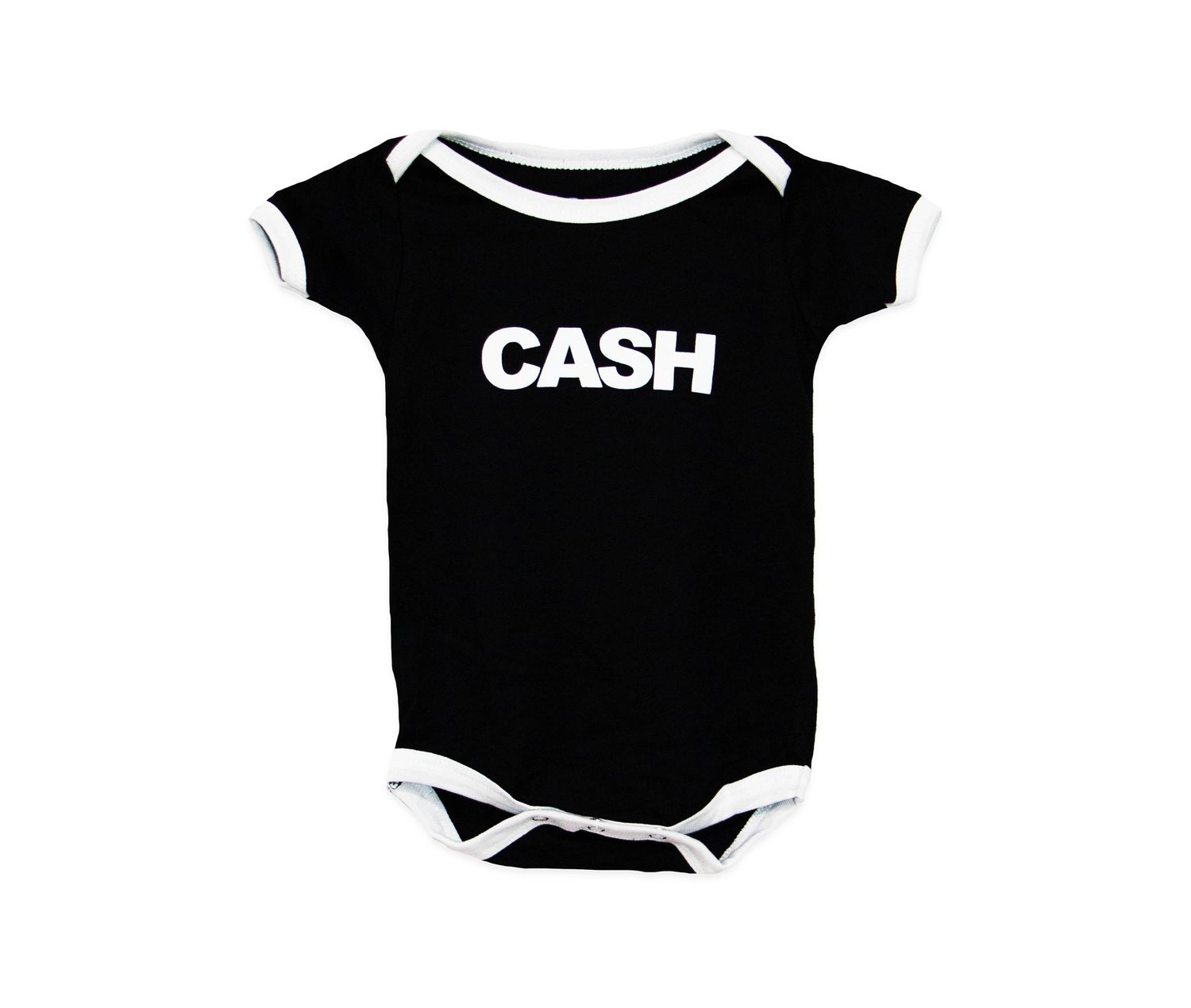 Johnny Cash - CASH Baby Onesie - BLK w/ WHT TRIM