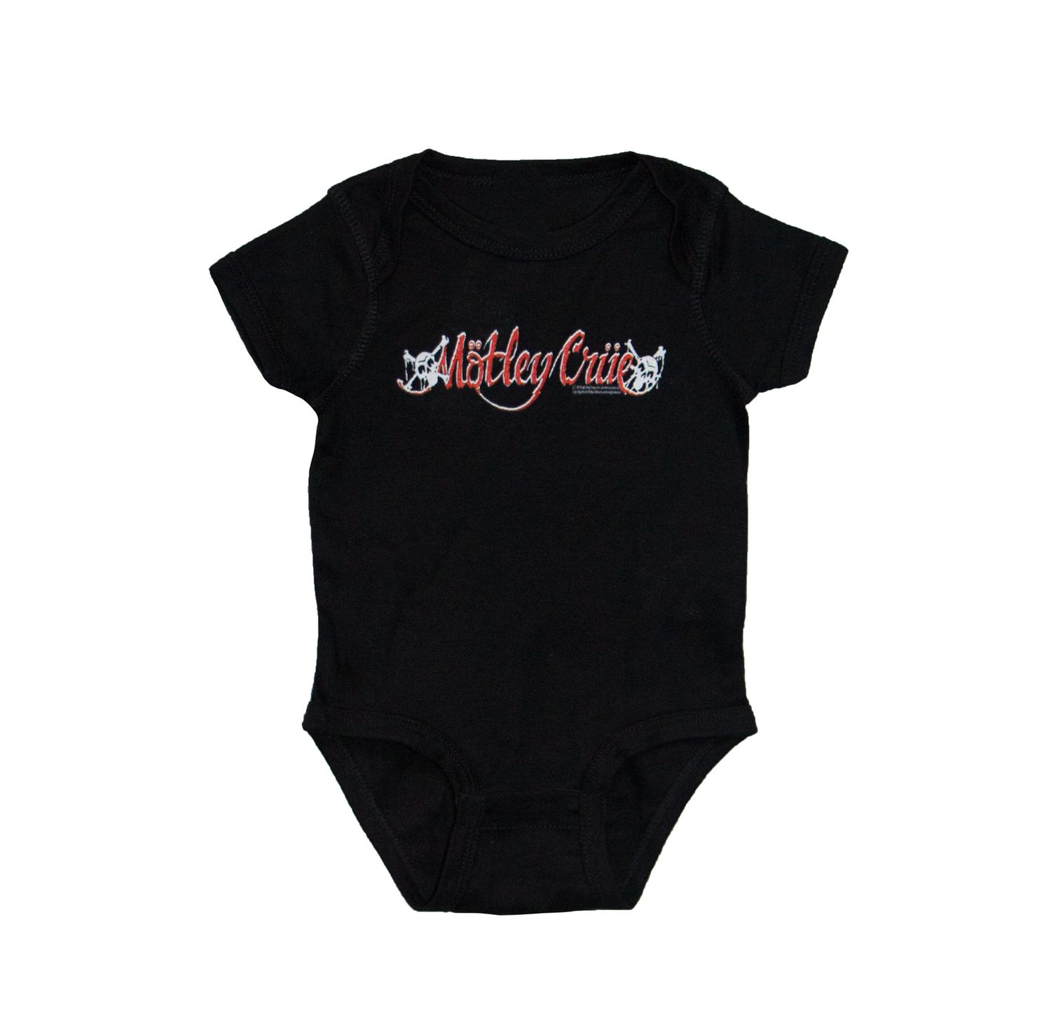Motley Crue - Red w/ Skulls Logo - Baby Onesie BLK
