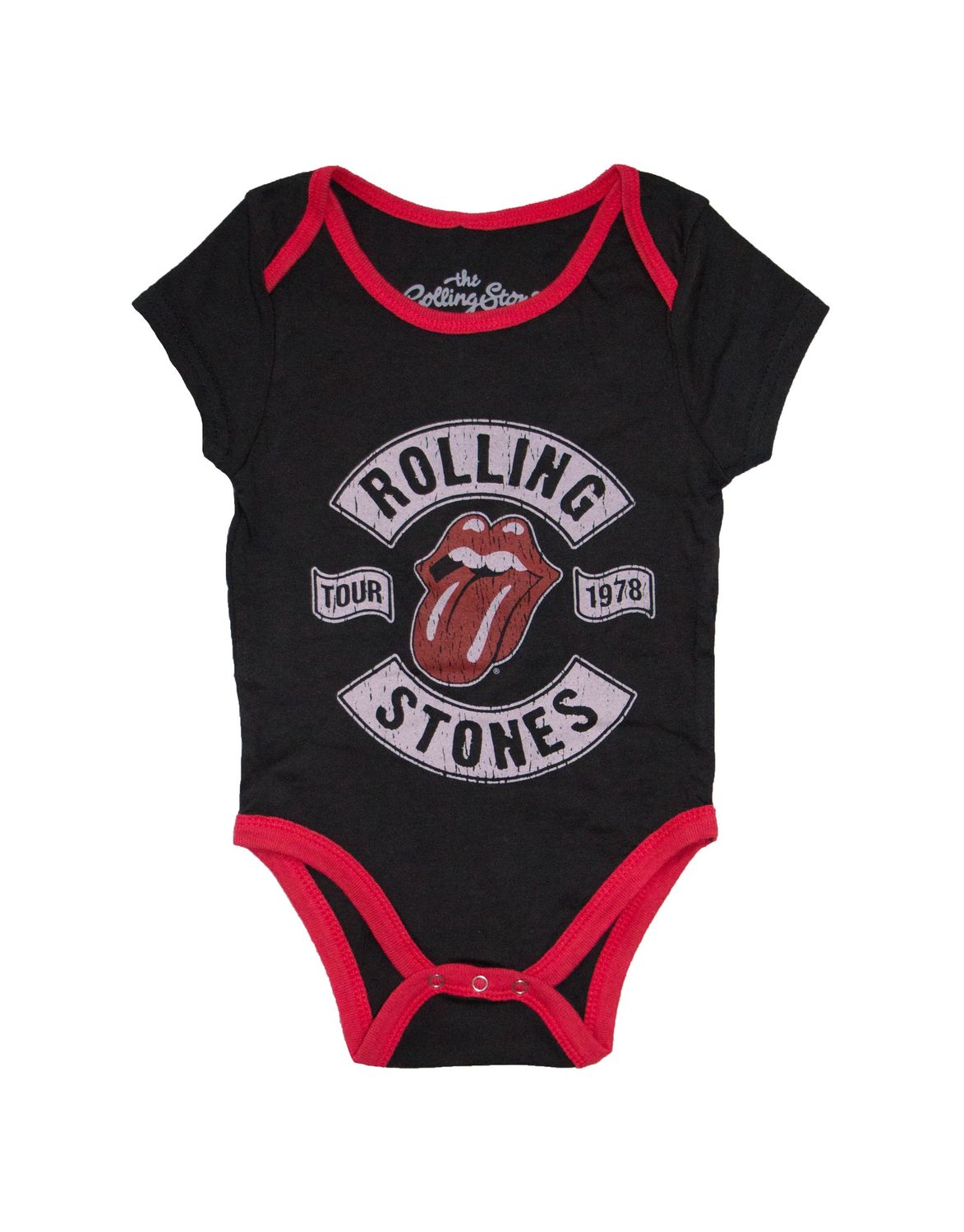 Rolling Stones US Tour 1978 Baby Onesie-BLK w/ Red Collar