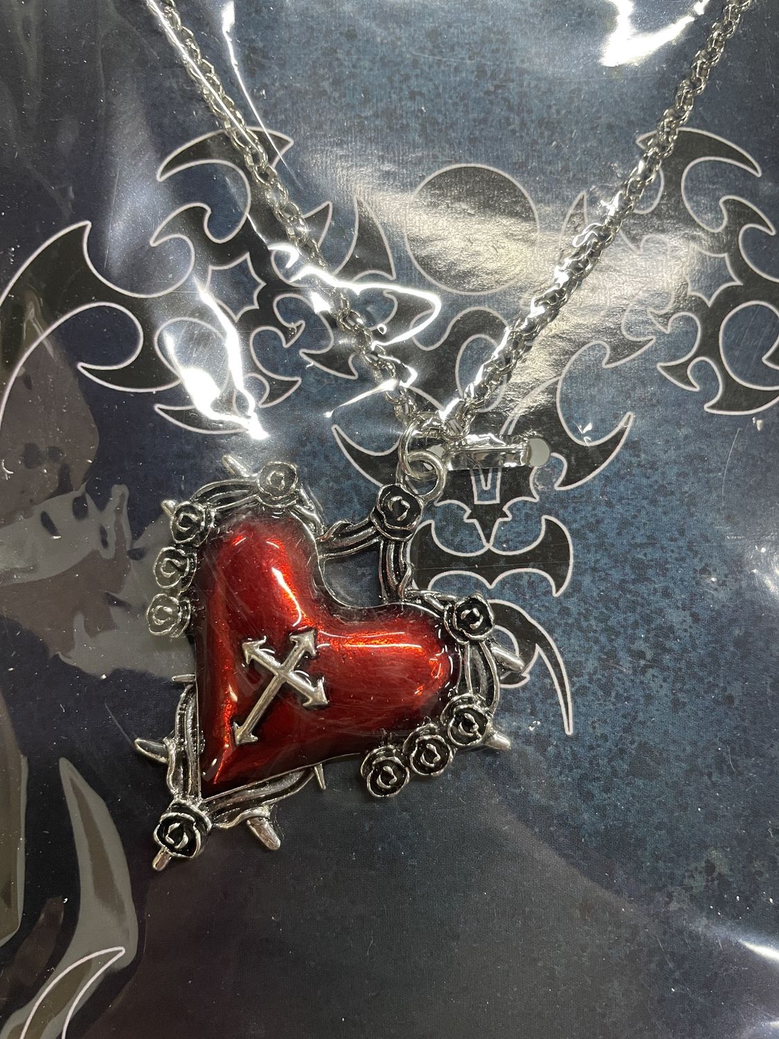 Red Heart Pendant w/ Cross