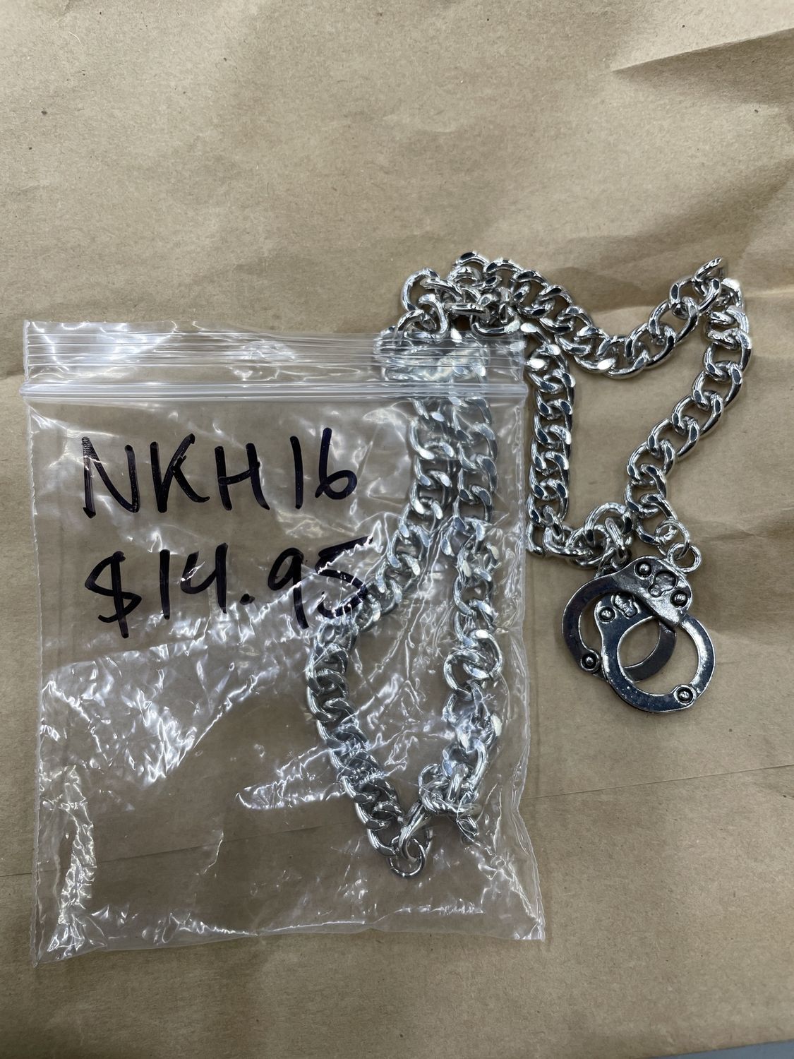 Silver Handcuffs Necklace w/Flat Chain
