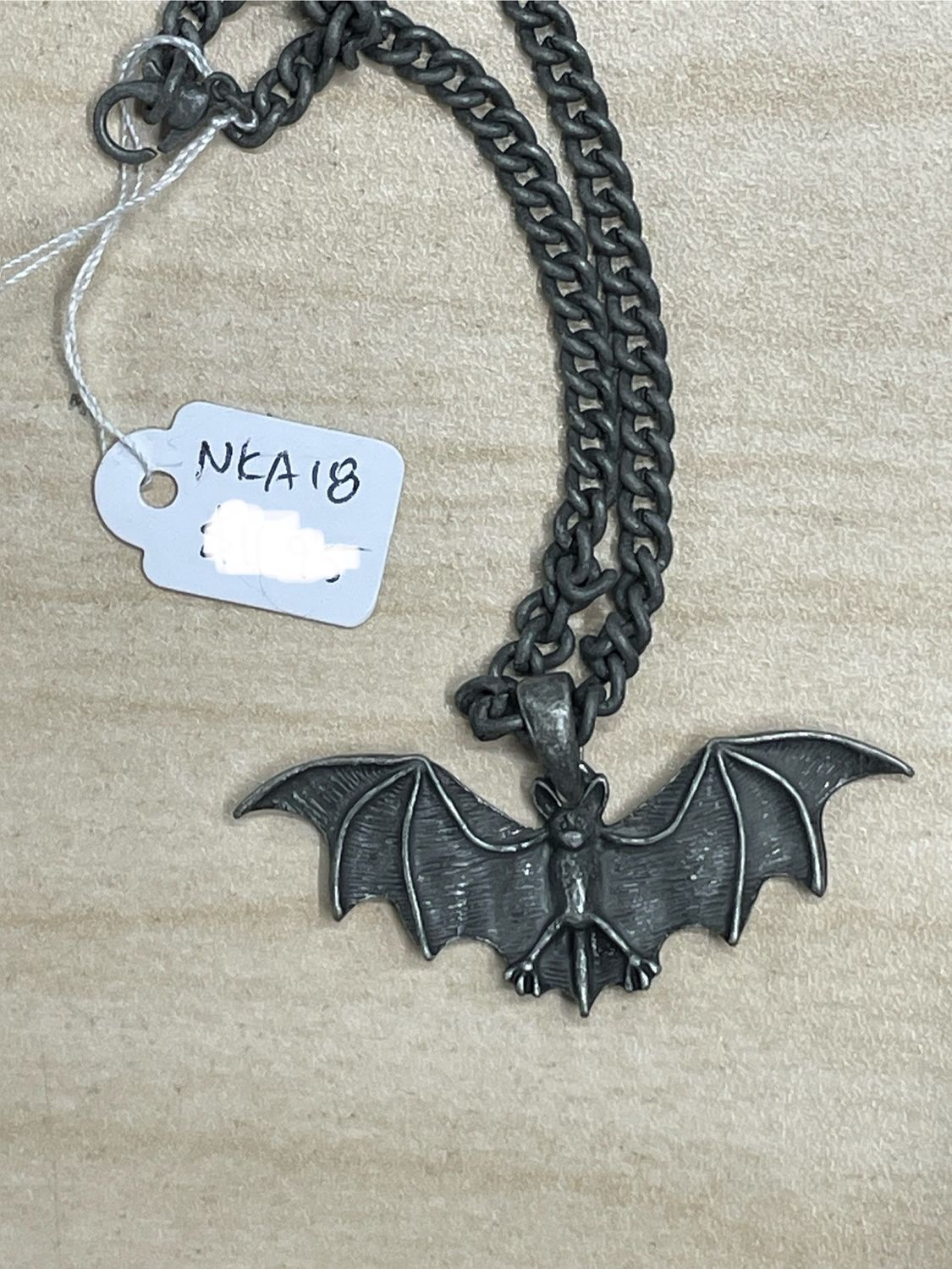 Dark Metal 2" Bat Pendant Necklace