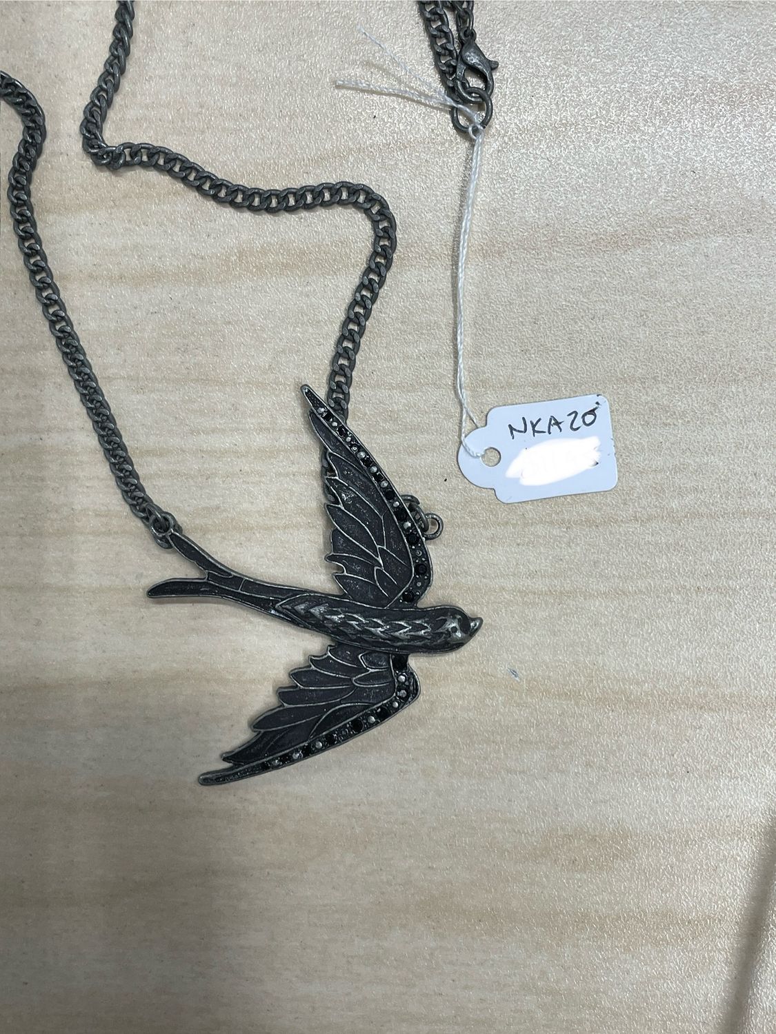 Swallow Bird Metal w/ Small Stones Pendant Necklace
