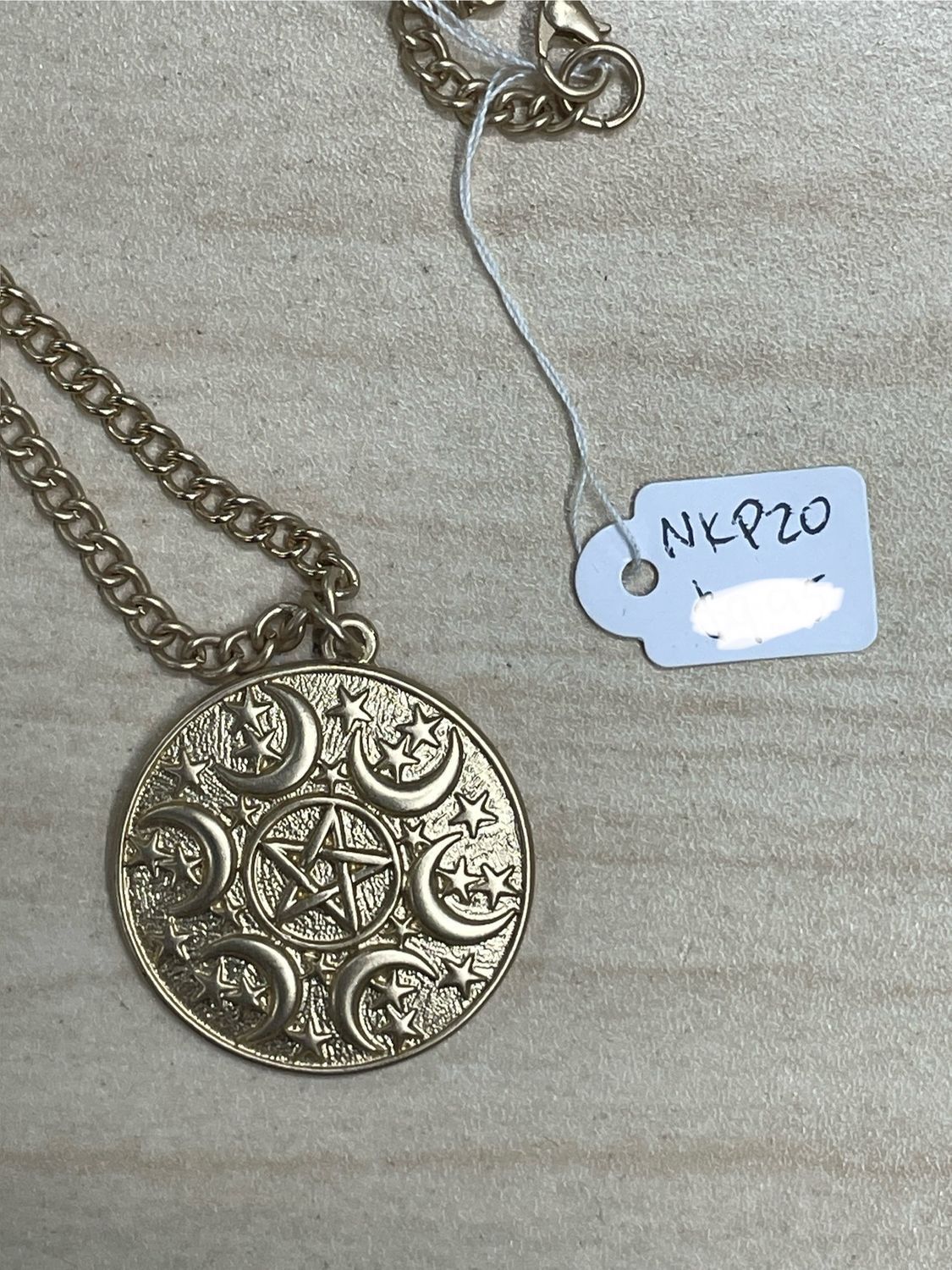 Gold Pentagram Sun &amp; Stars Coin Pendant Necklace