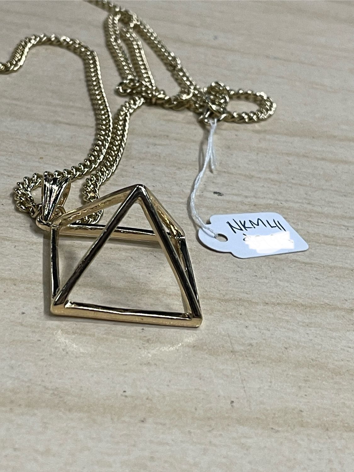 Gold Geometric Pyramid Pendant Necklace