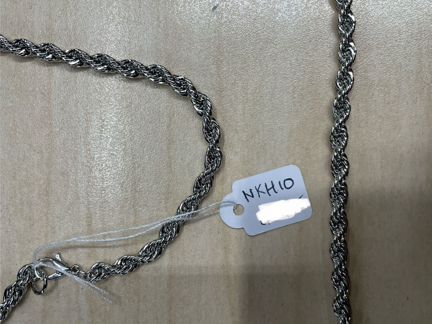 Silver Braided Rope Chain Necklace