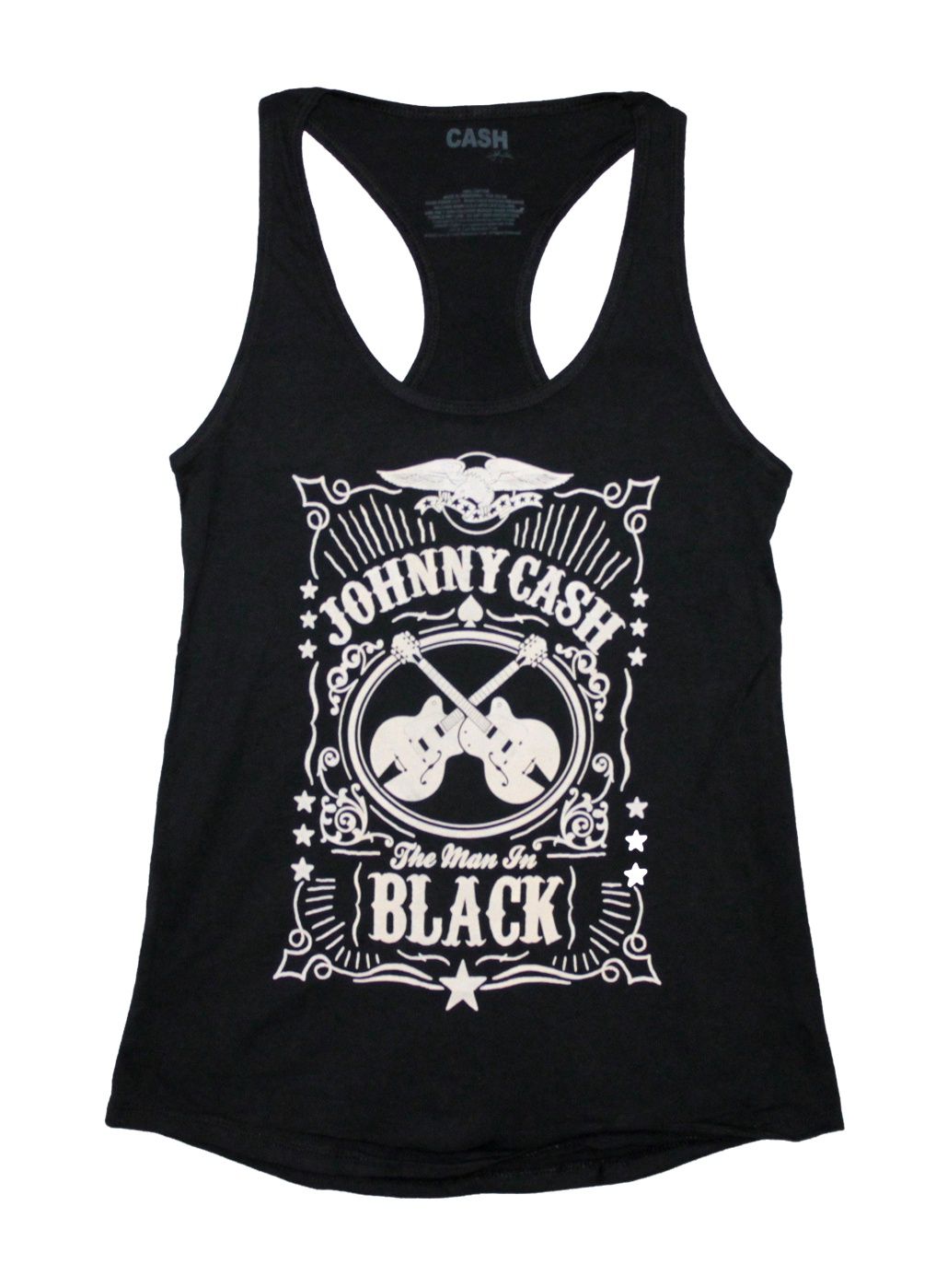 Johhny Cash MIB Label Racer Women's Tank - BLK