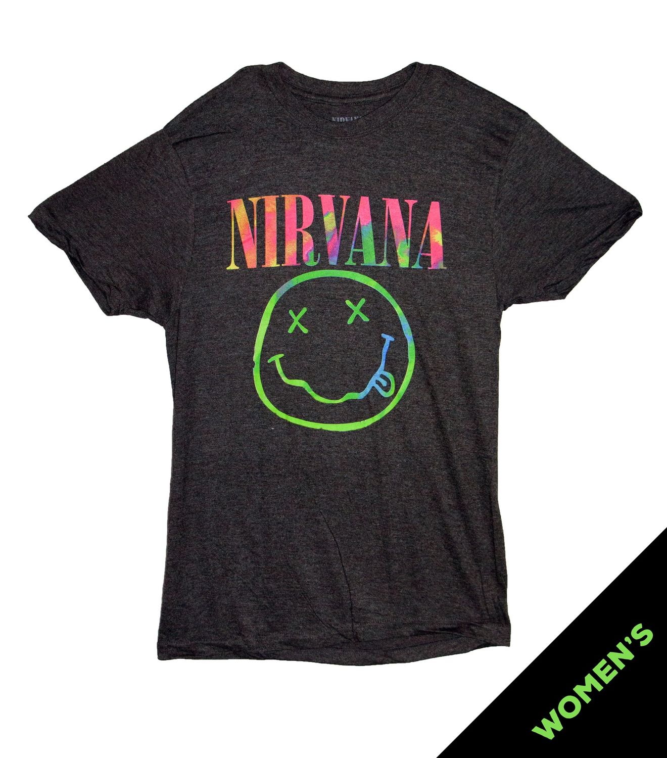 Nirvana Neon Smiley Boyfriend Shirt - Charcoal Heather