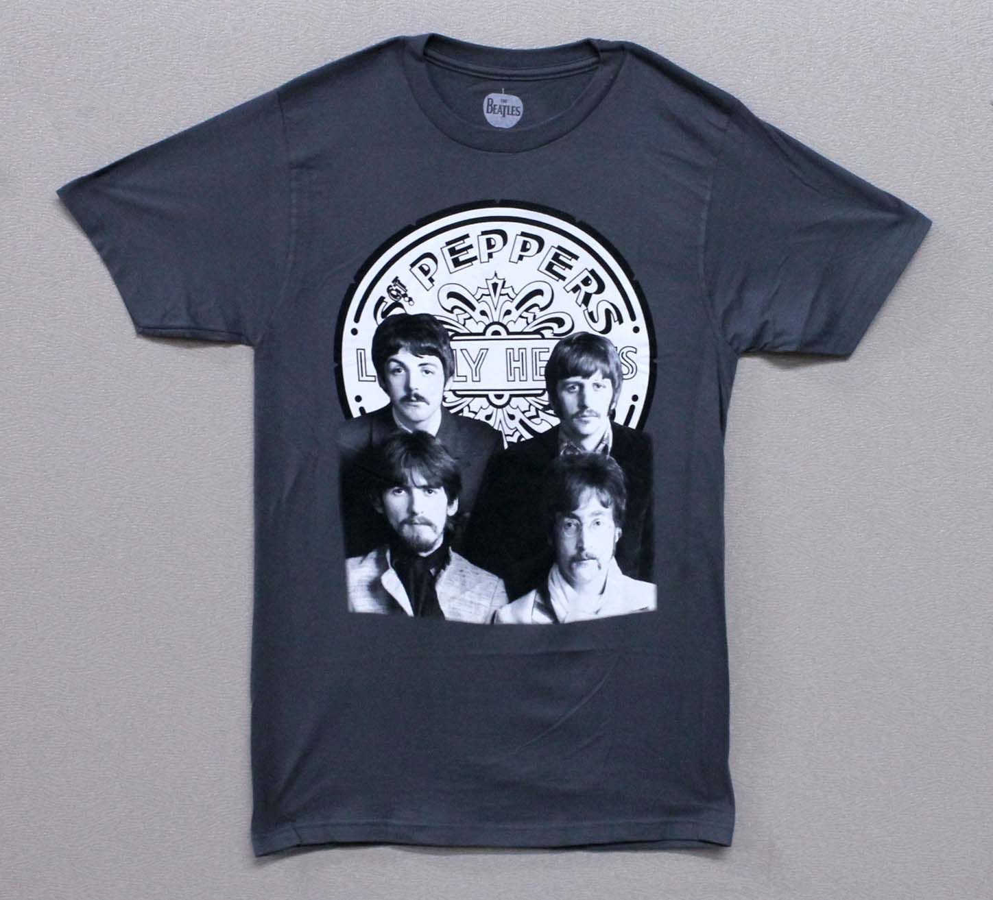 Beatles Sgt Pepper B&amp;W Logo Portraits - Grey