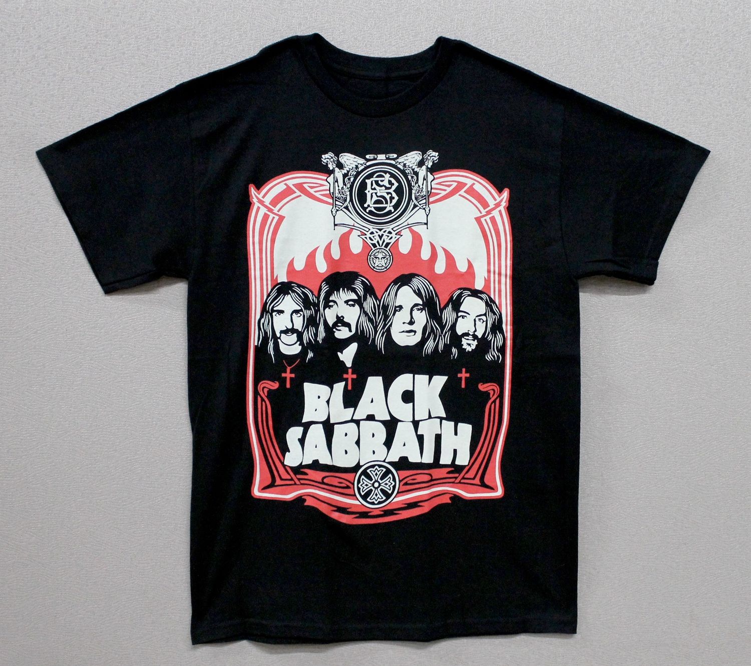 Black Sabbath Red and White Band Portrait Cartoon