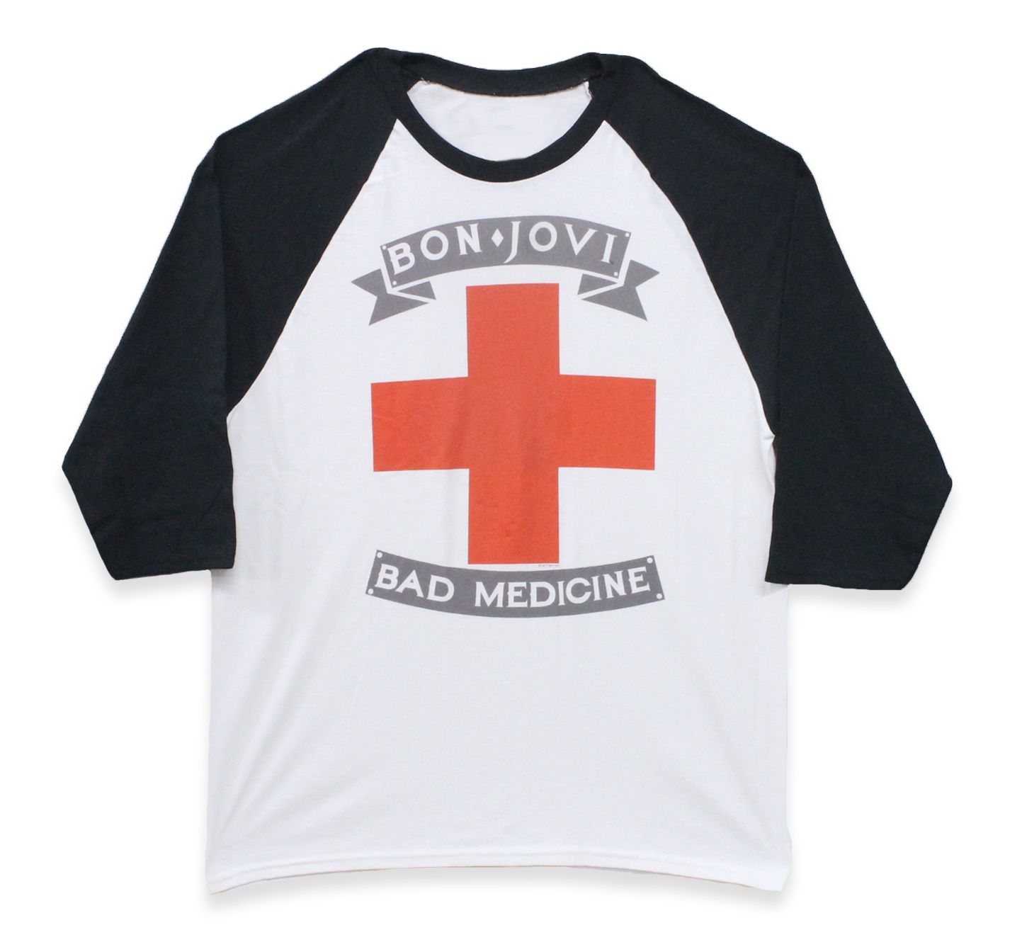 Bon Jovi Bad Medicine Baseball Tee-White