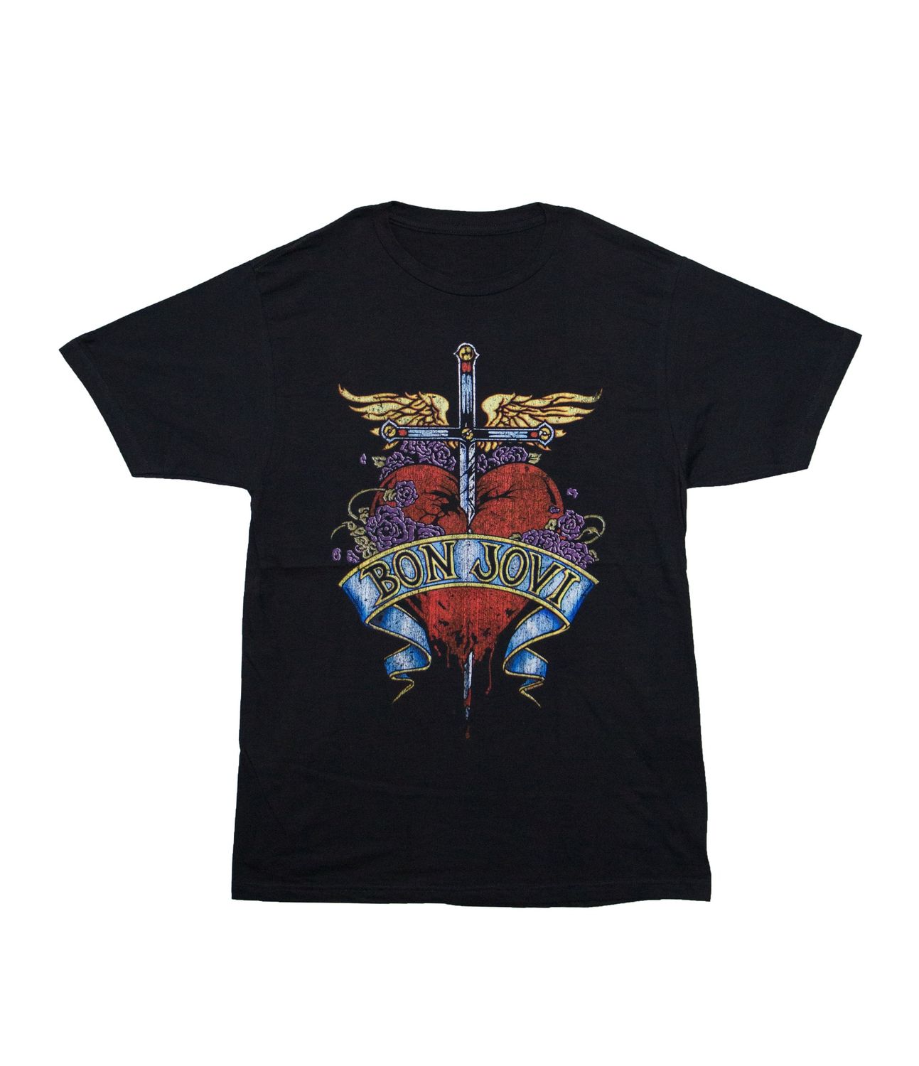 Bon Jovi - Heart w/ Dagger Distressed - BLK