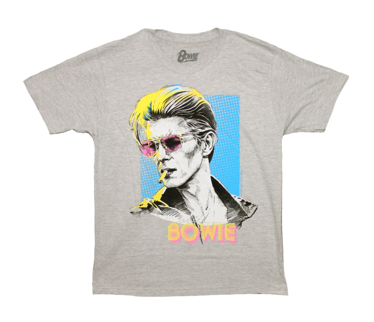 David Bowie Neon Smoking Sketch - Heather Grey