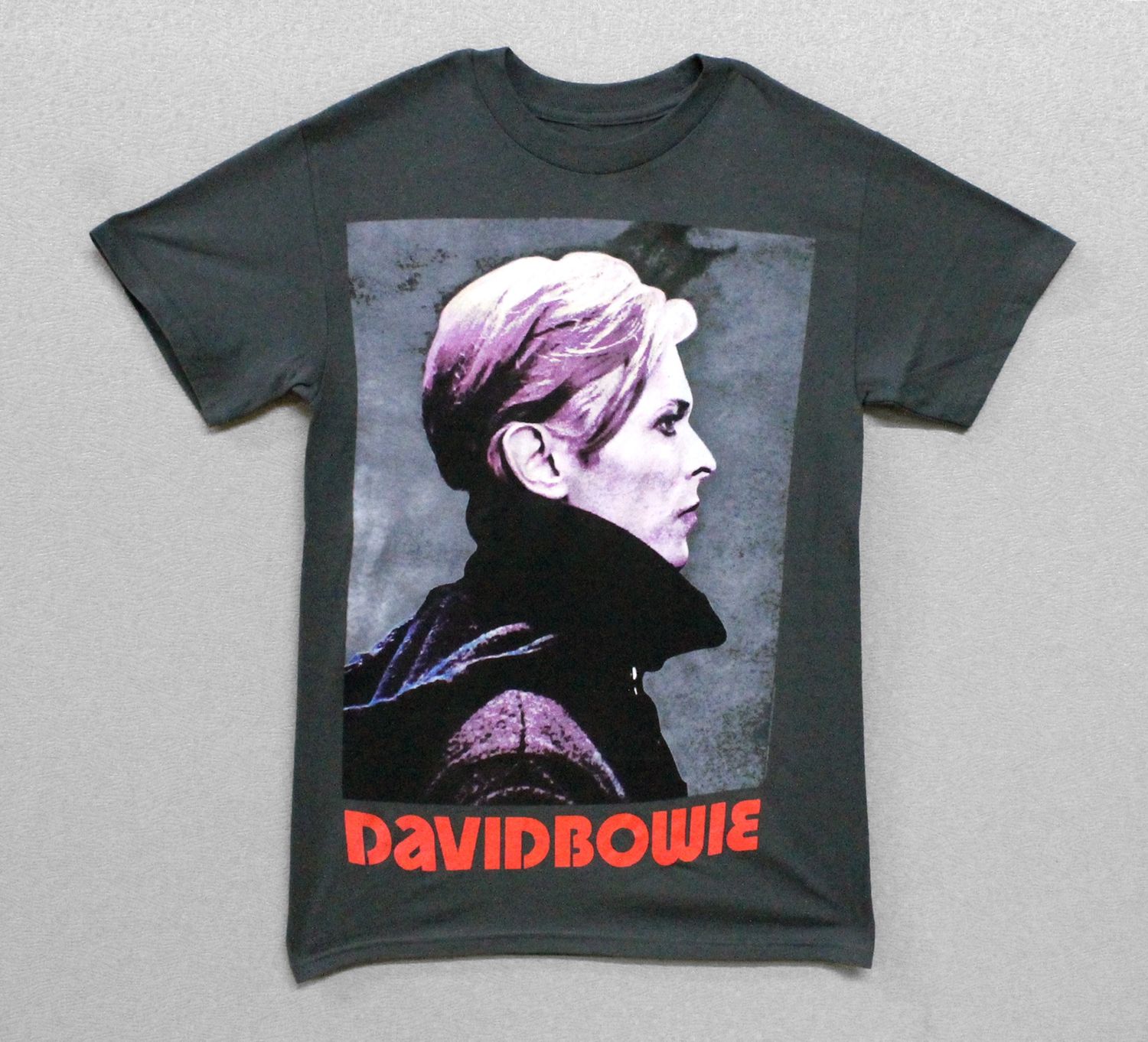 David Bowie Purple Profile Red Logo - Grey