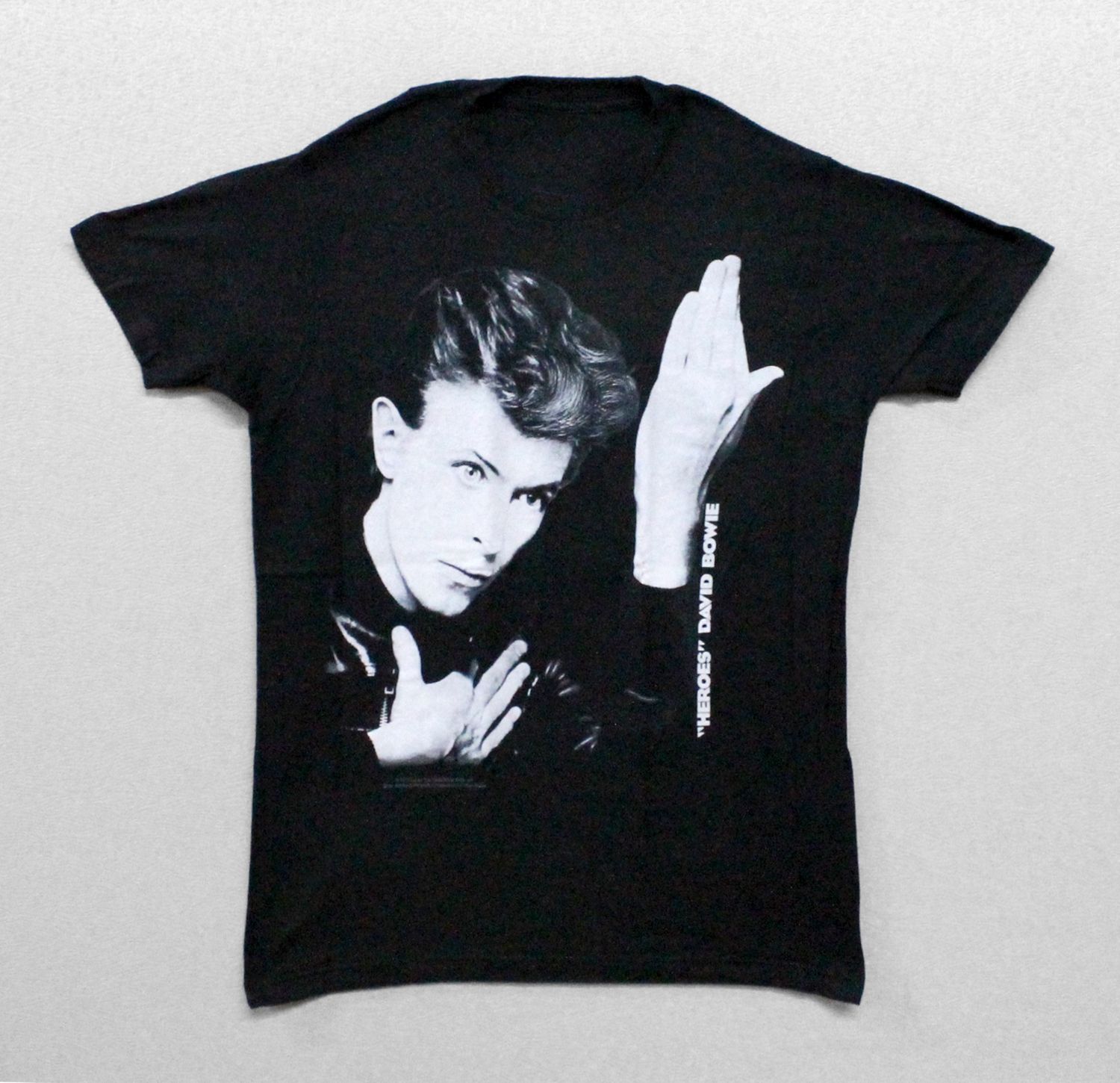 David Bowie Heroes Grayscale - Black