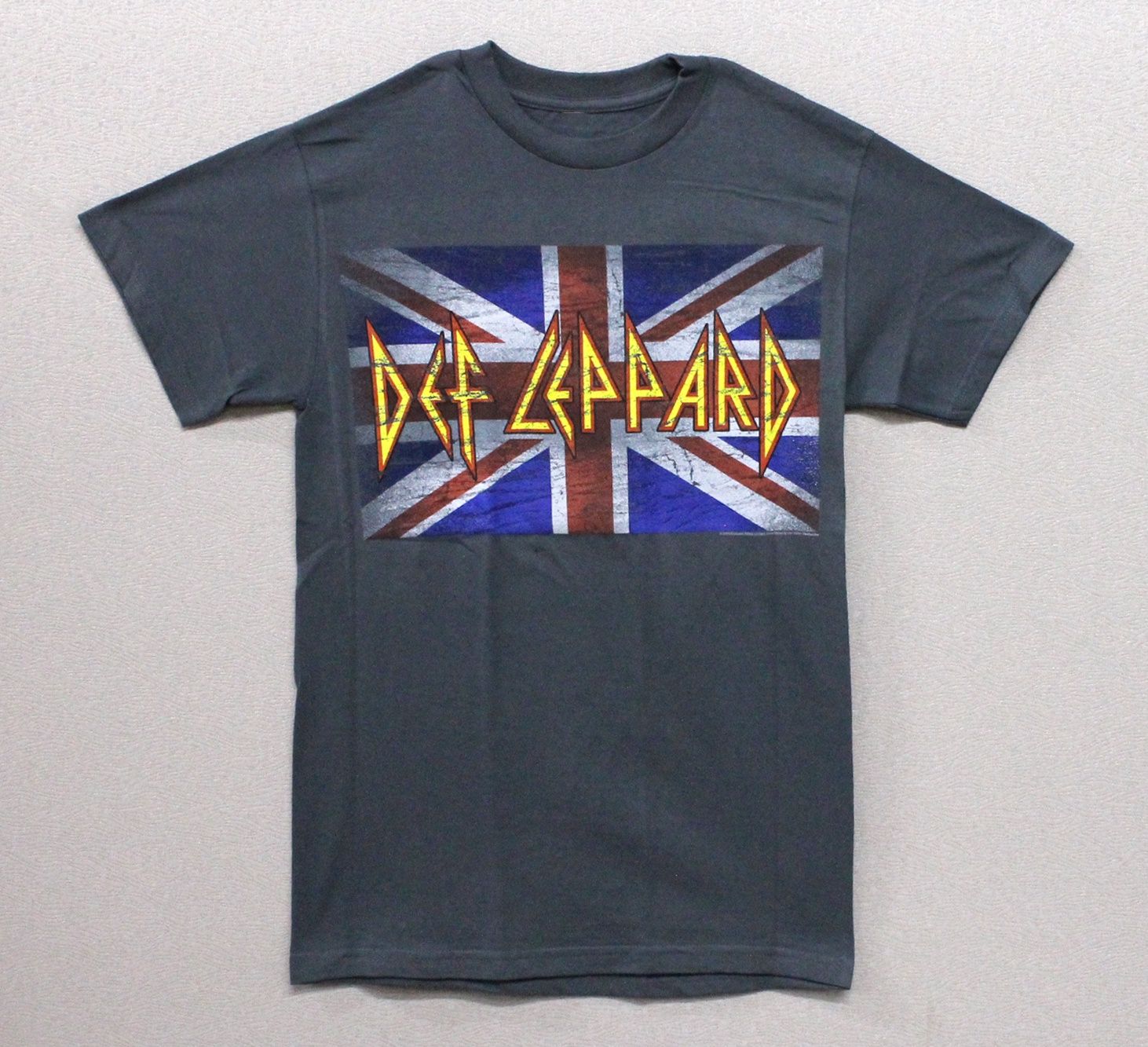Def Leppard Distressed UK Flag-Grey