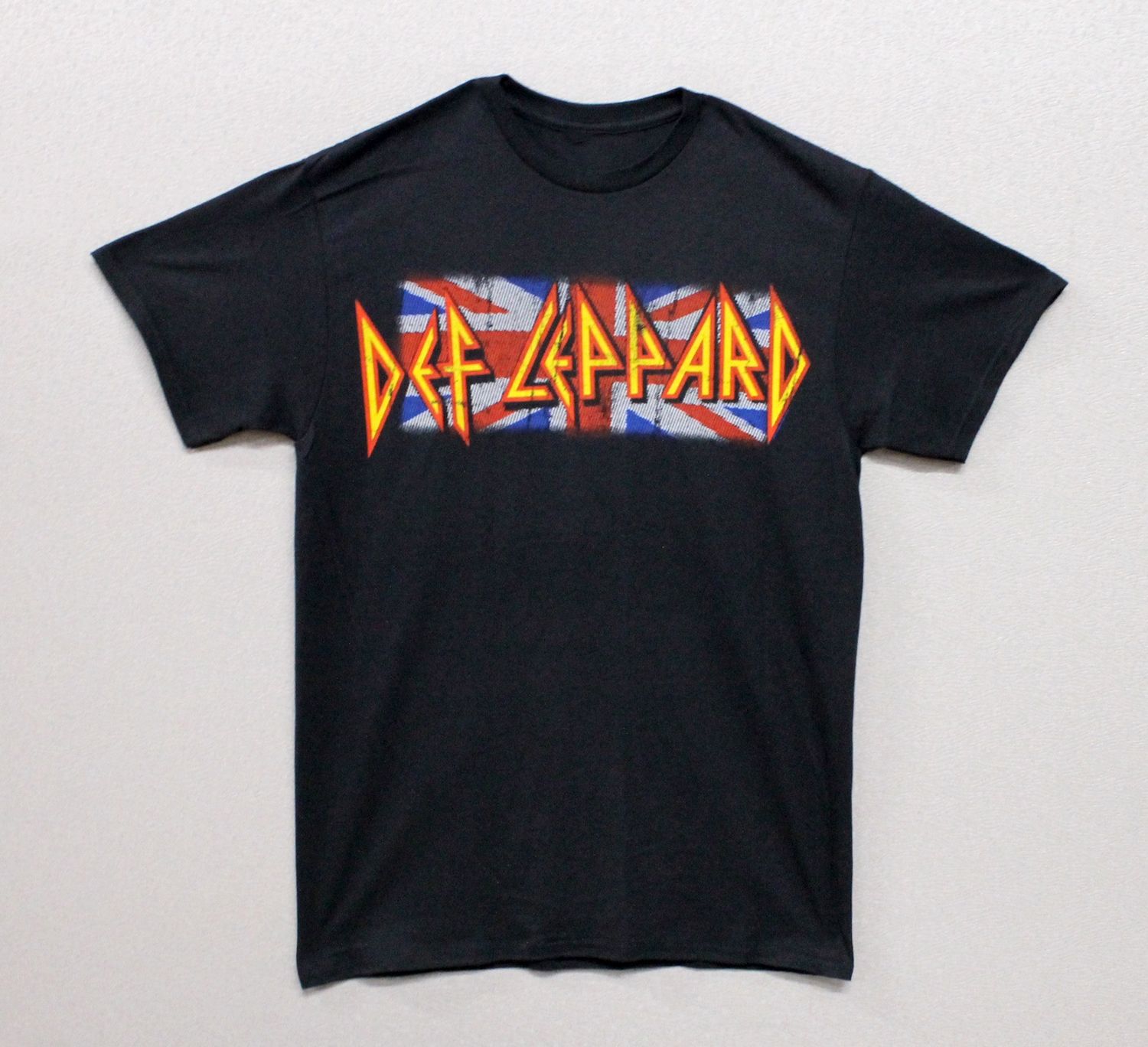 Def Leppard Distressed UK Flag-Black
