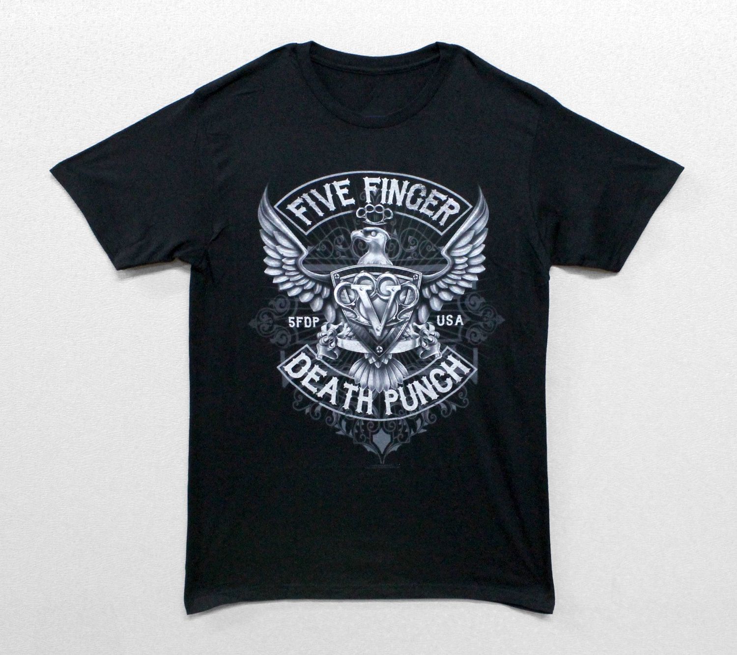 Five Finger Death Punch Embossed Eagle Logo-Black