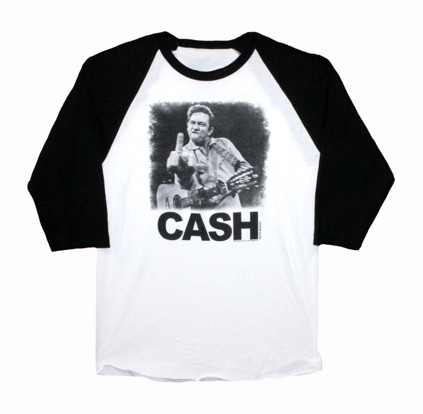 Johnny Cash Finger Raglan - White/Black
