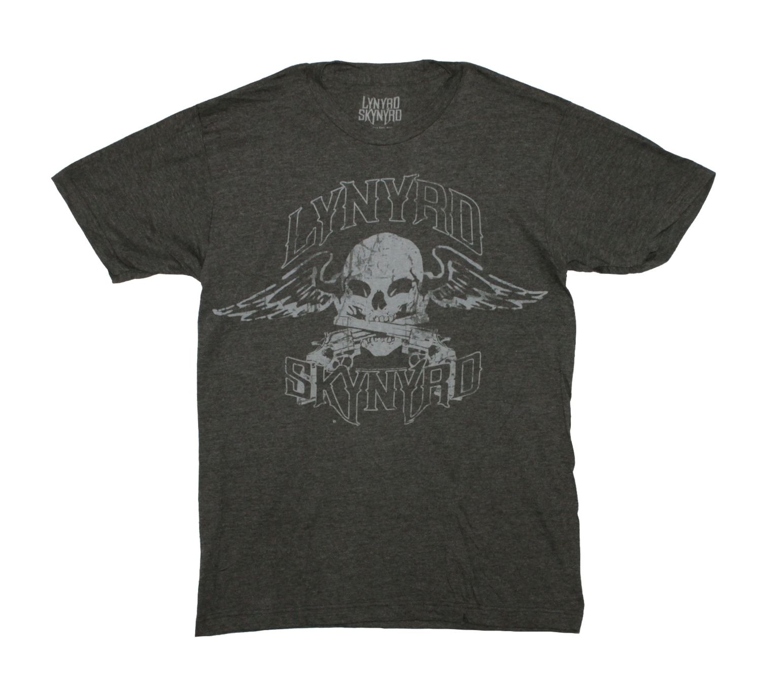 Lynyrd Skynyrd Gun Skull w/ Wings - Charcoal Heather